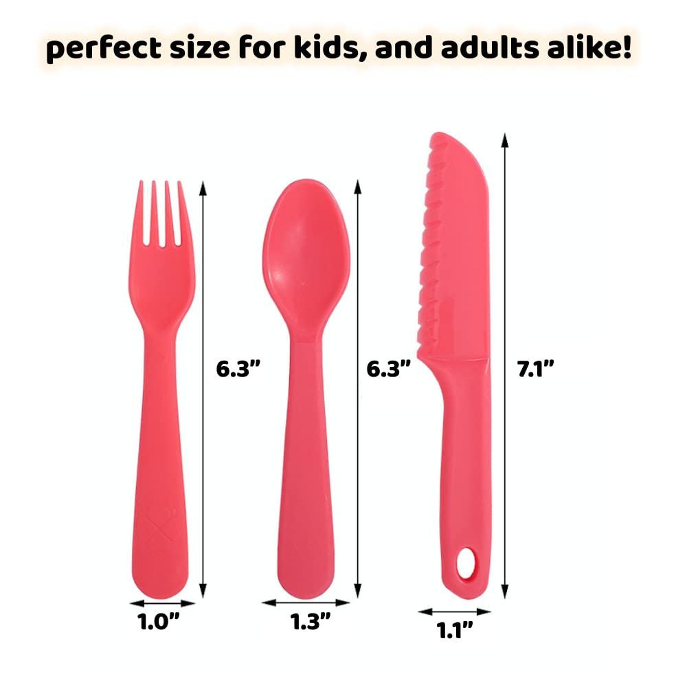 **Jawbush 9-Piece Kids Plastic Cutlery Set - BPA-Free Toddler Utensils with Nylon Knives, Forks & Spoons for School Lunch Box, Dishwasher Safe & Colorful Silverware - Perfect for Home, Travel & Daycare**