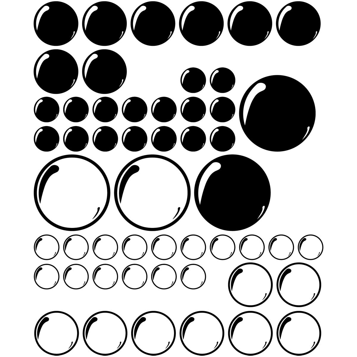 VWAQ 52-Piece Black Bubble Wall Stickers - Waterproof Peel and Stick Bathroom Decor - Perfect for Kids' Rooms, Nursery, Bathroom & Shower Walls - Removable Decals for Home Decor