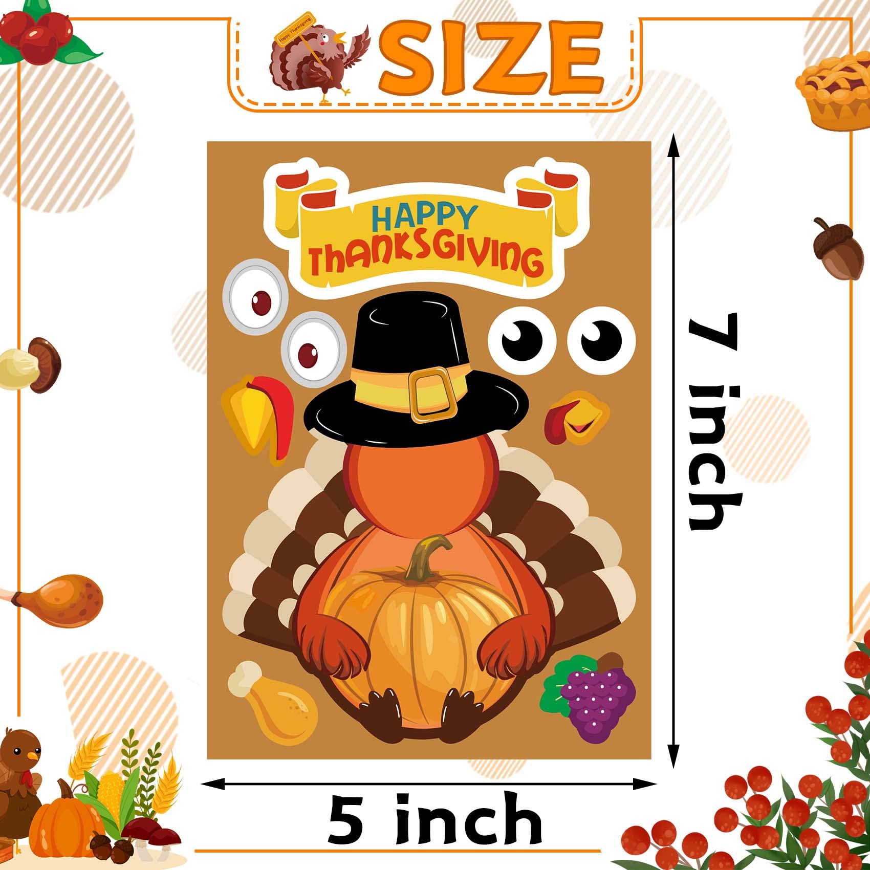 30pcs Thanksgiving Stickers for Kids - DIY Turkey Stickers, Fall Harvest Decorations for Classroom, Scrapbooking & Holiday Crafts | Perfect for Thanksgiving Party Favors, School Projects & Home Decor