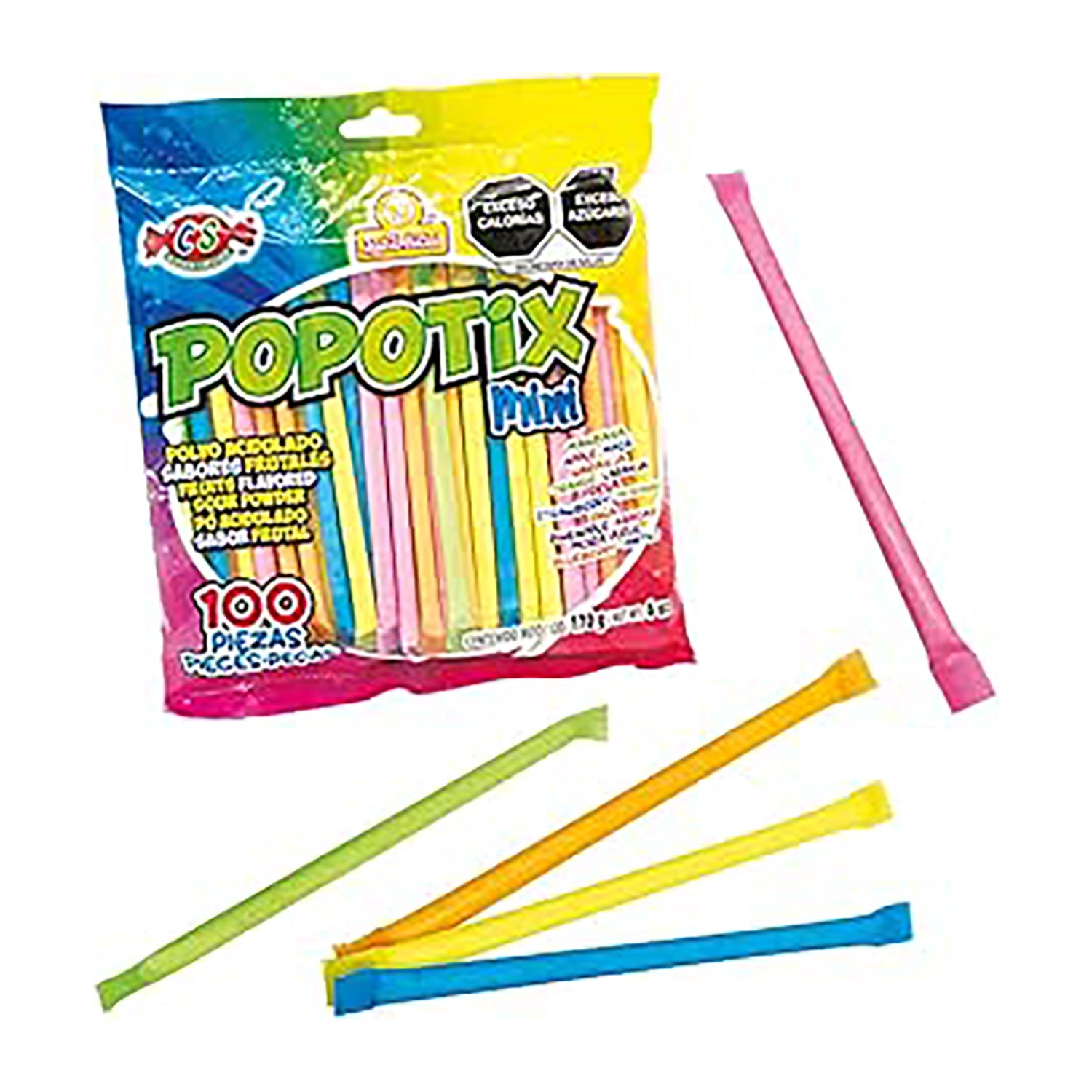 Las Delicias Popotix Mini Candy Straws | 100 Count Resealable Bag | Perfect for Party Favors, Classroom Treats & Snack Time