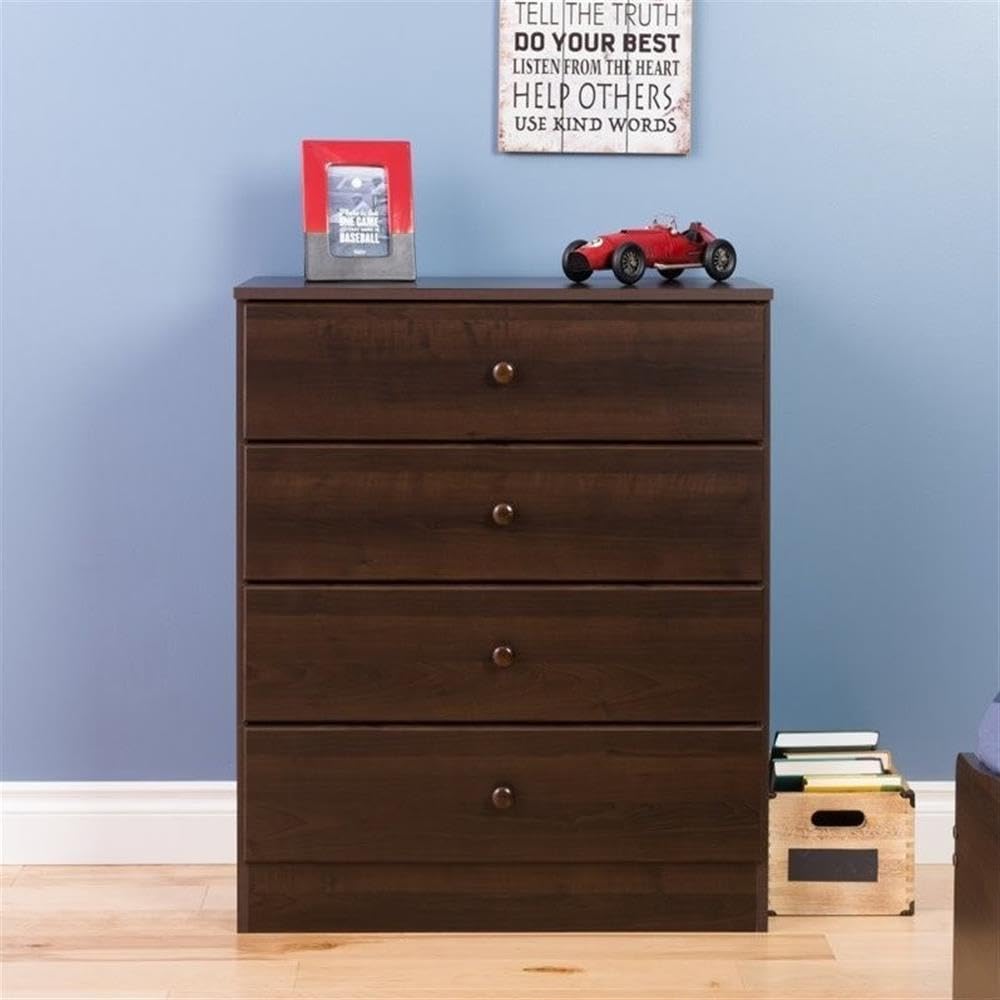 Home Square 4-Piece Bedroom Set - 2 Nightstands, 6-Drawer Double Dresser & Chest - Complete Bedroom Furniture for Master Bedroom or Guest Room