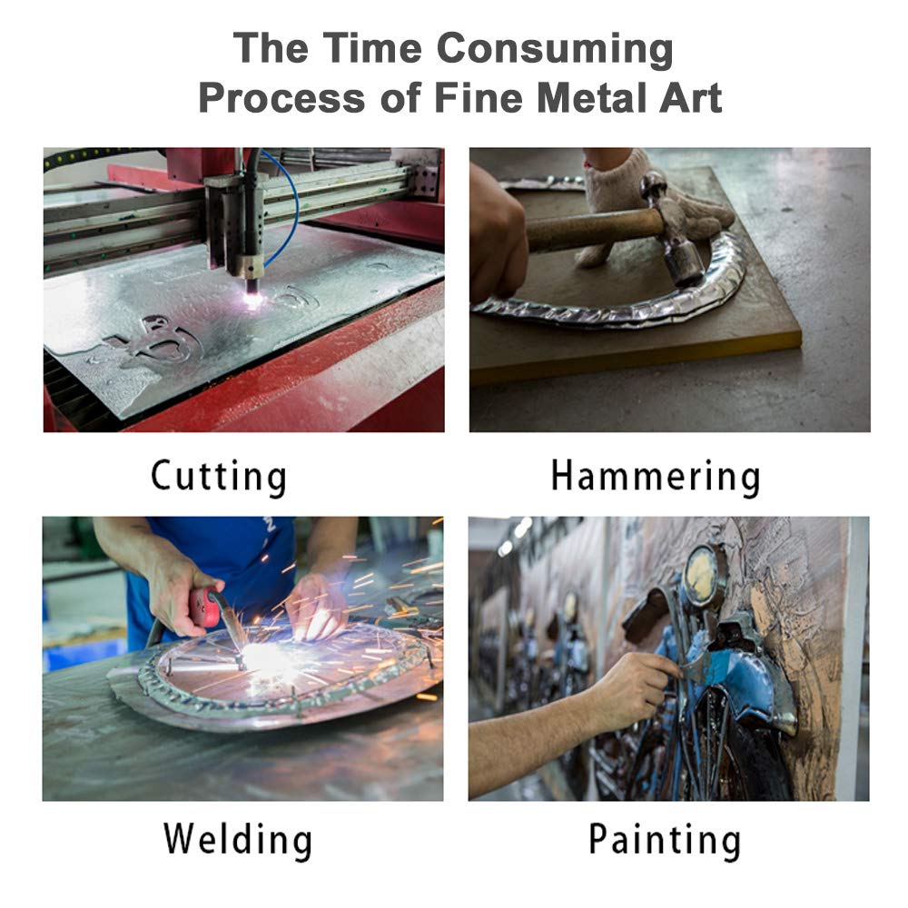 Handmade 3D Metal Wall Art - Unique Hammered Galvanized Steel with Hand-Painted Finish - Ready to Hang Home Decor for Living Room, Bedroom & Office