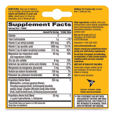 Airborne® Immune Support Effervescent Tablets - Zesty Orange Flavor, 10 Tablets per Box (72 Boxes per Carton) | Vitamin C, Zinc & Herbal Blend for Immune Health - Great for Travel, Work & School