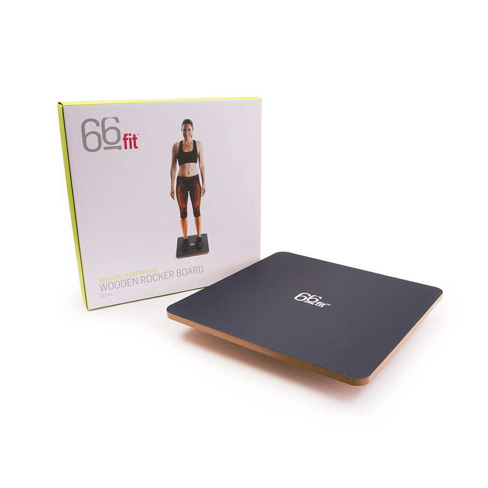 66Fit Rocker Balance Board - 50cm PVC Surface for Core Strength & Stability Training - Perfect for Home Gym, Yoga, and Physical Therapy Exercises