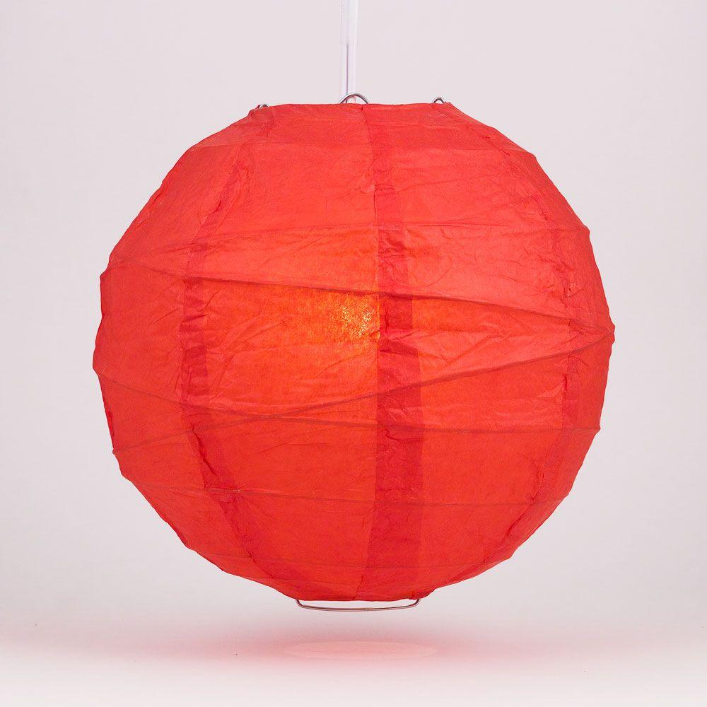 24 Pack Red Round Paper Lanterns with Free Style Ribbing - Chinese Hanging Decorations for Wedding, Party, Festival & Home Decoration | Perfect for Indoor & Outdoor Events