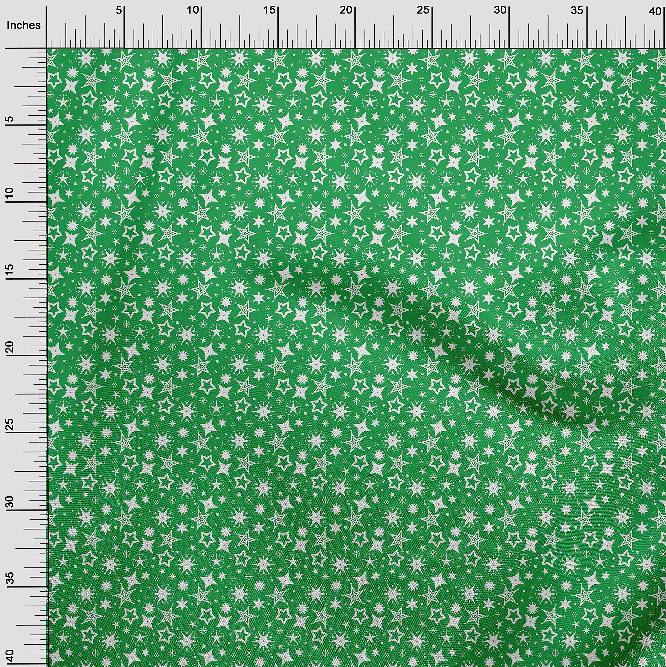 oneOone Velvet Green Christmas Print Fabric by The Yard - 58 Inch Wide Holiday Sewing Material for DIY Decor, Tree Skirts & Stockings (VR0)