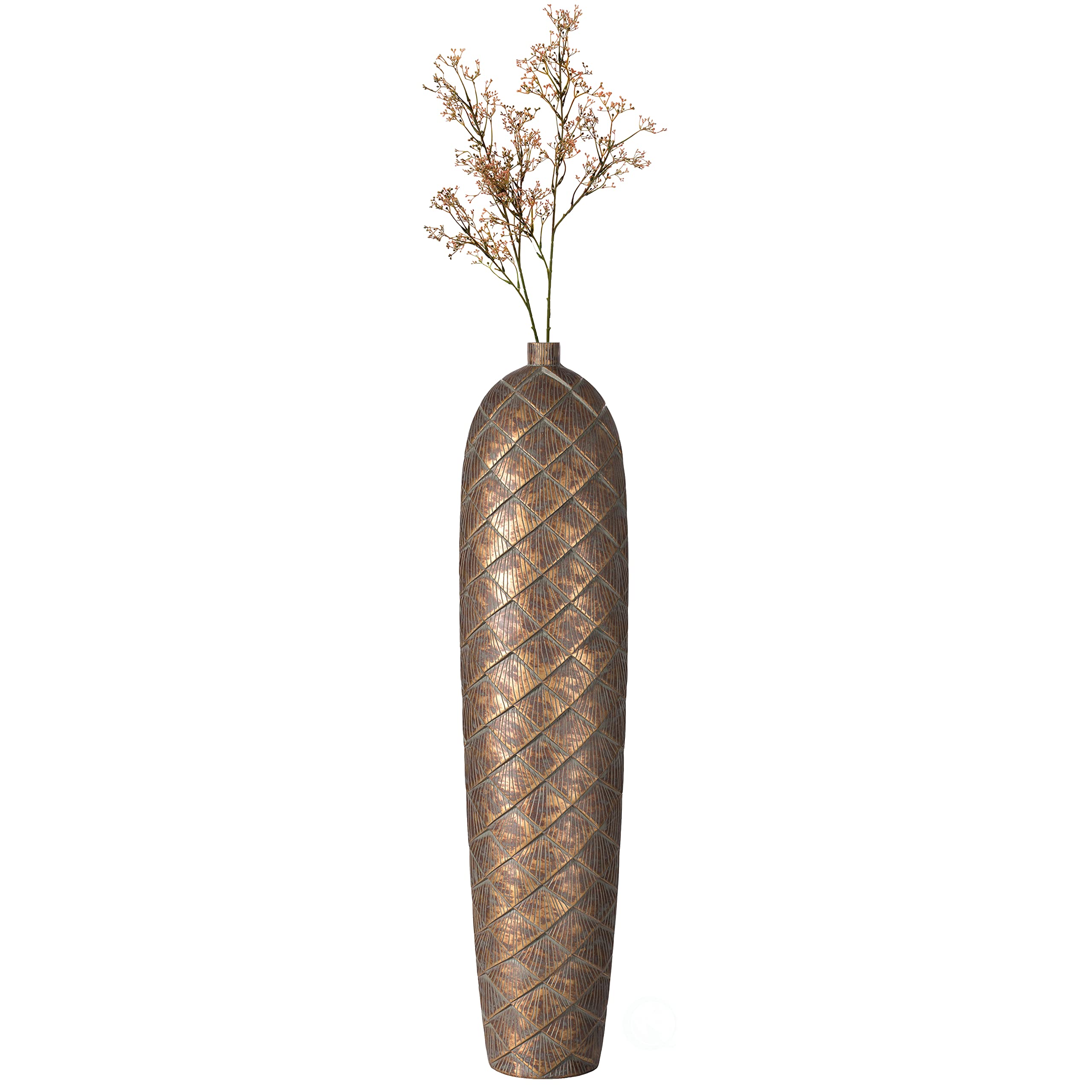 37 Inch Tall Antique Style Cylinder Floor Vase - Rustic Ceramic Home Decor for Entryway, Dining Room, Living Room - Elegant Handcrafted Accent Piece for Timeless Interior Design | Perfect for Farmhouse, Boho Chic & Modern Decor Styles