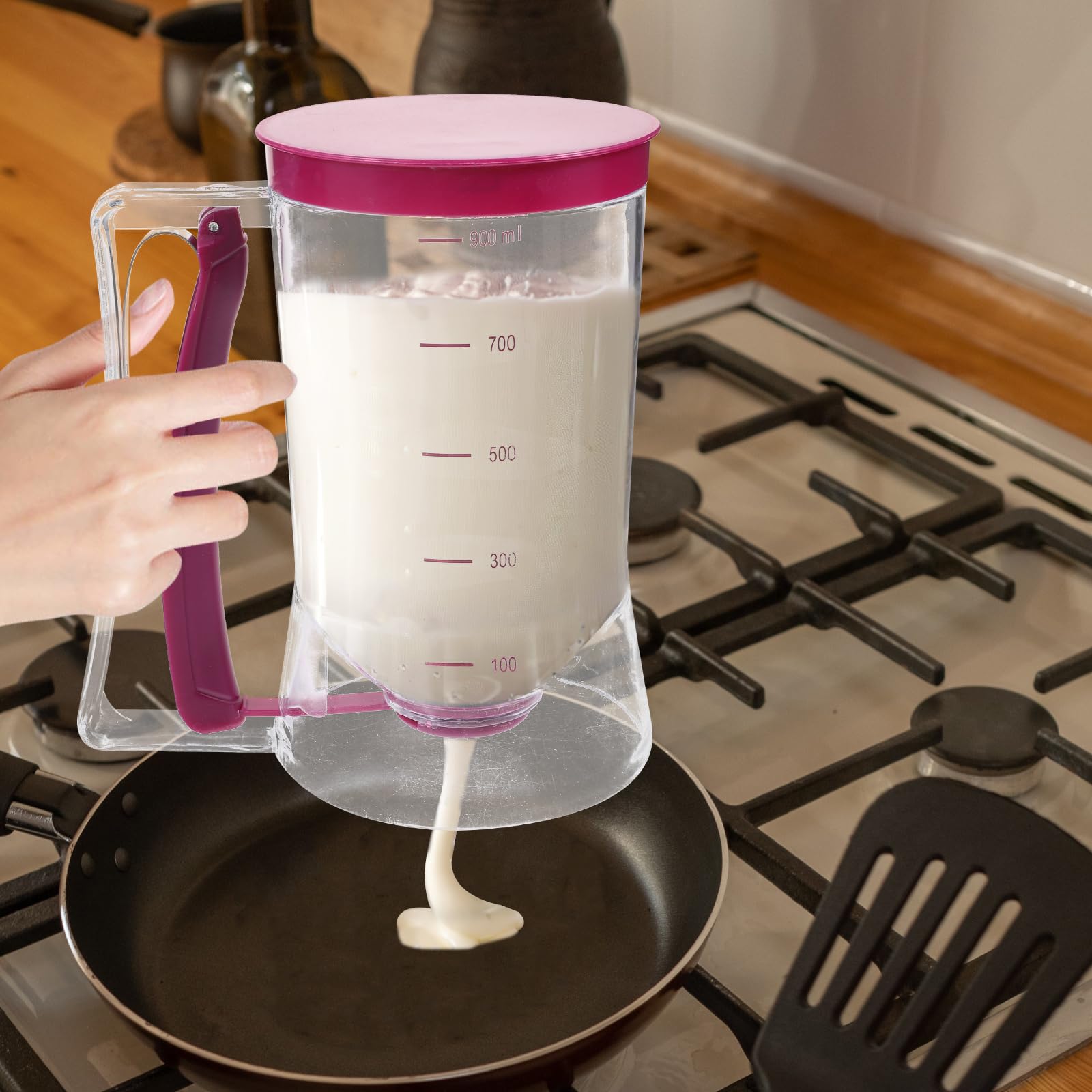 UPKOCH Pancake Dispenser with Measuring Marks - Perfect for Baking Pancakes, Cupcakes, Waffles, Cakes & Muffins - Ideal for Breakfast, Brunch, Kids Parties & Holiday Baking