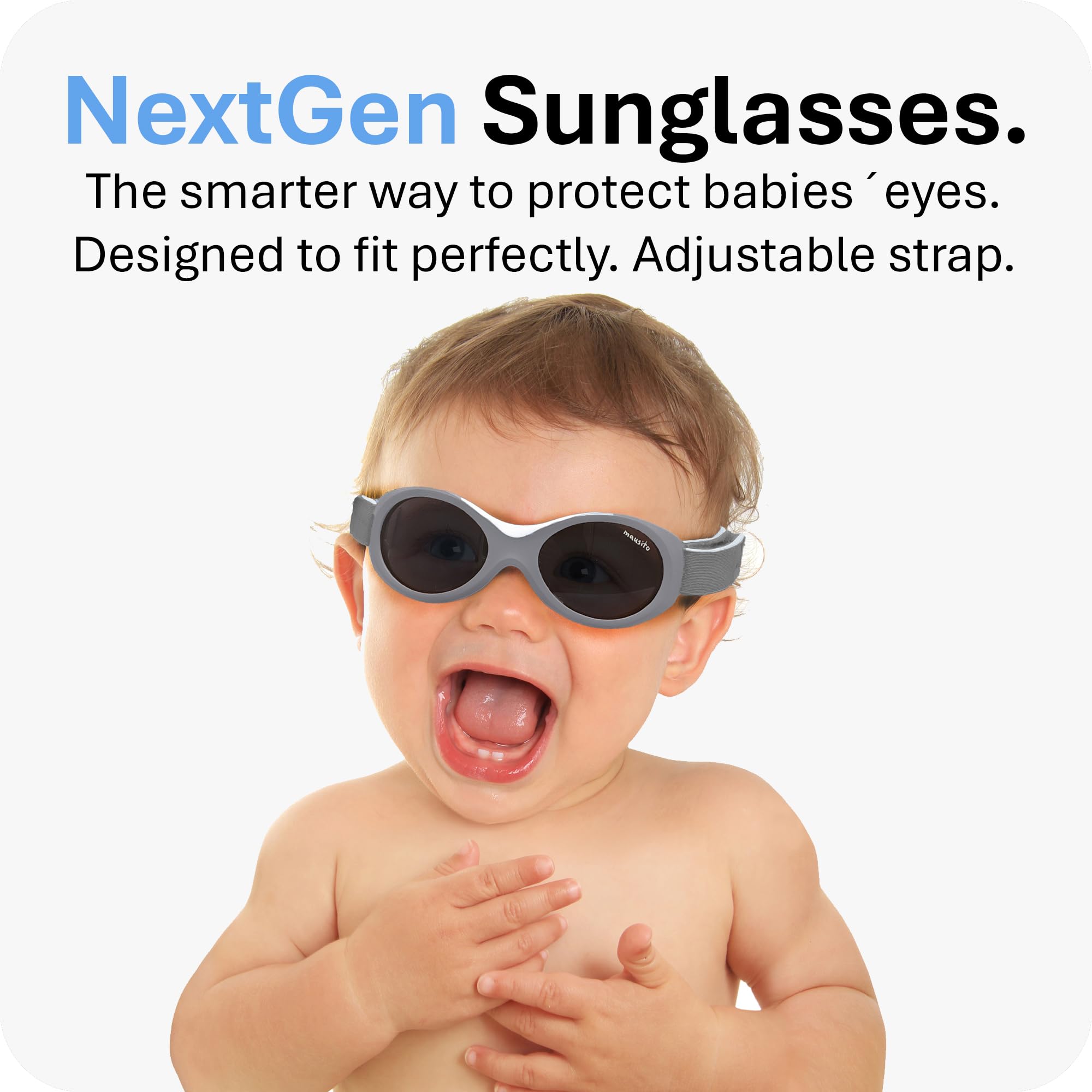 Mausito Baby Sunglasses for 0-24 Months | Flexible BPA-Free Infant Sunglasses with Adjustable Strap | 100% UV Protection | Perfect for Beach, Outdoor Play & Car Rides