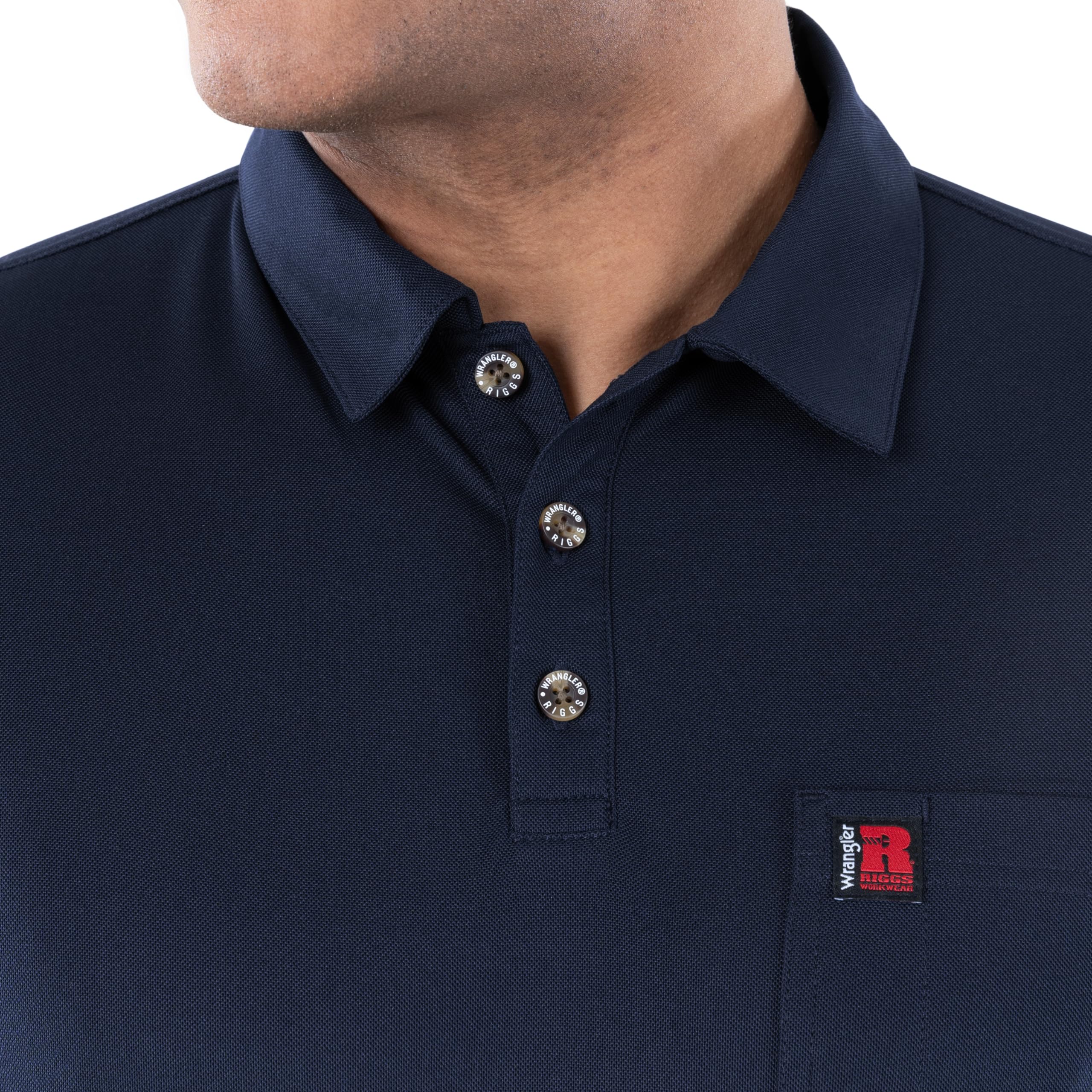 Wrangler Men's Short Sleeve Performance Pocket Polo Shirt - Moisture Wicking & Breathable for Golf, Work & Casual Wear