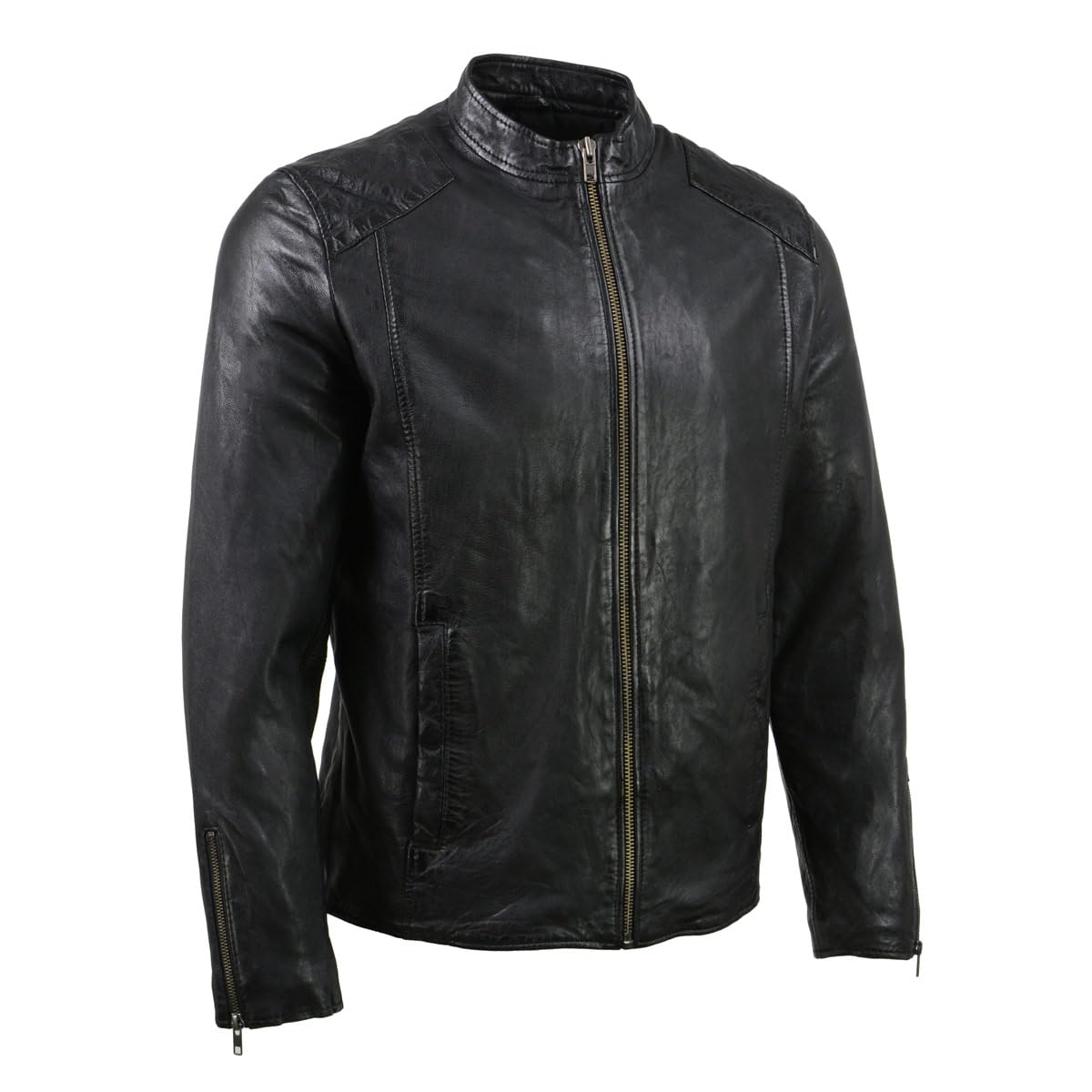 Milwaukee Leather Vintage SFM1803 Men's Black Leather Motorcycle Jacket - Stylish Biker Jacket for Men, Perfect for Riding, Casual Wear & Outdoor Adventures