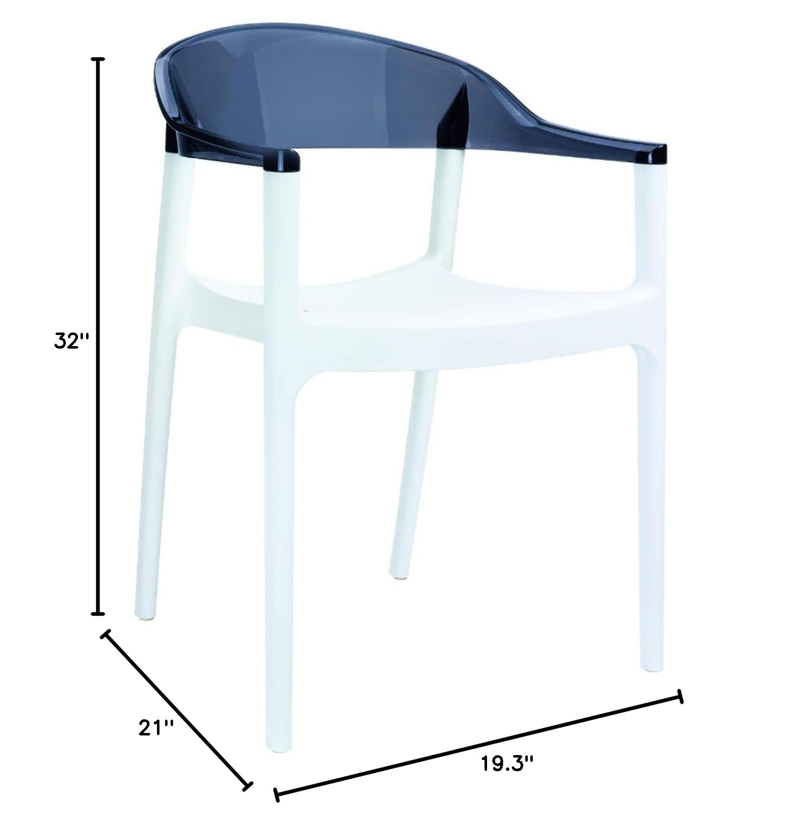 Carmen Patio Dining Chairs Set of 2 - Black Frame with White Cushion - Outdoor Garden Furniture for Patio, Deck, Poolside & Backyard Relaxation