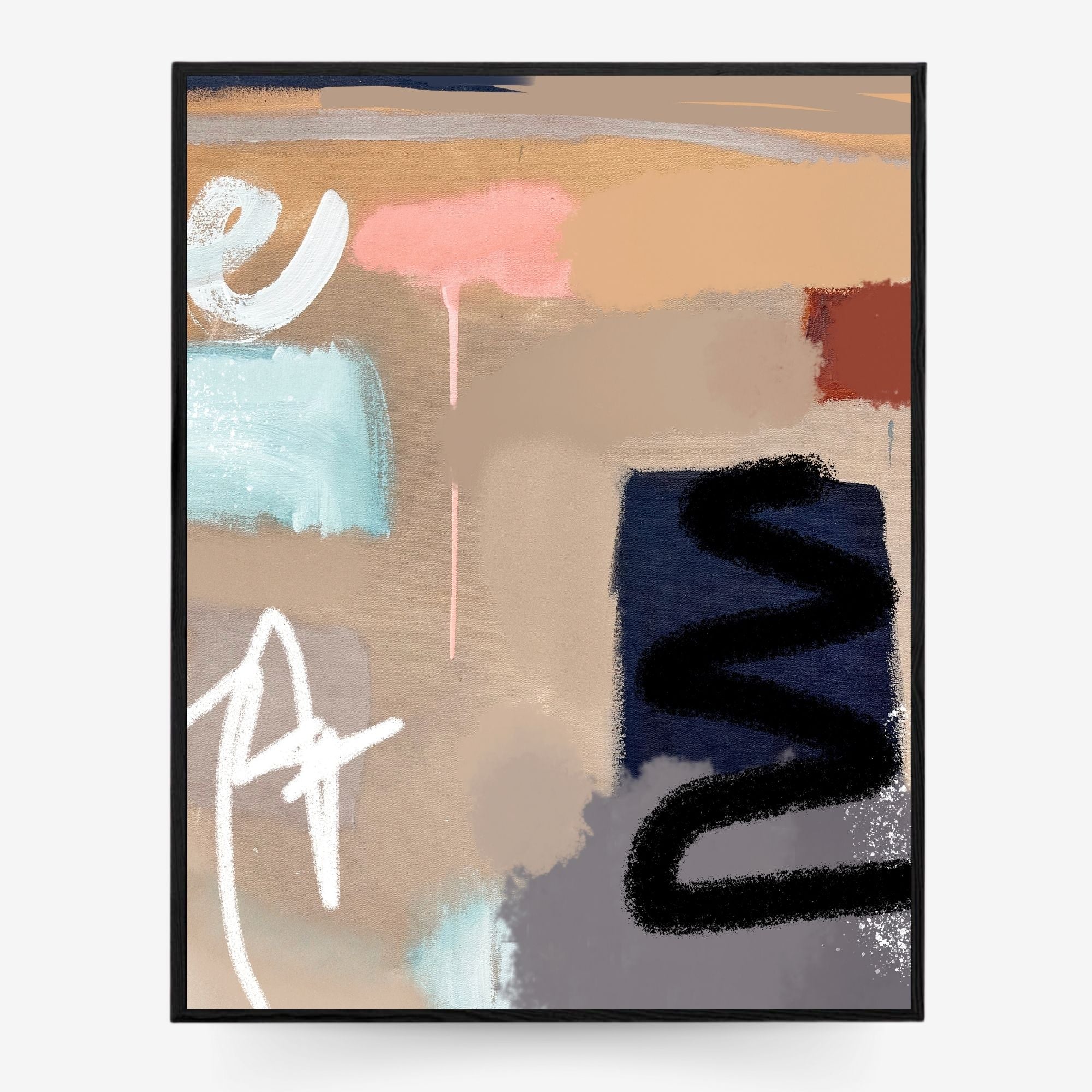 Solace Framed Canvas Wall Art - Modern Abstract Painting for Home & Office Decor - Perfect for Living Room, Bedroom, or Workspace