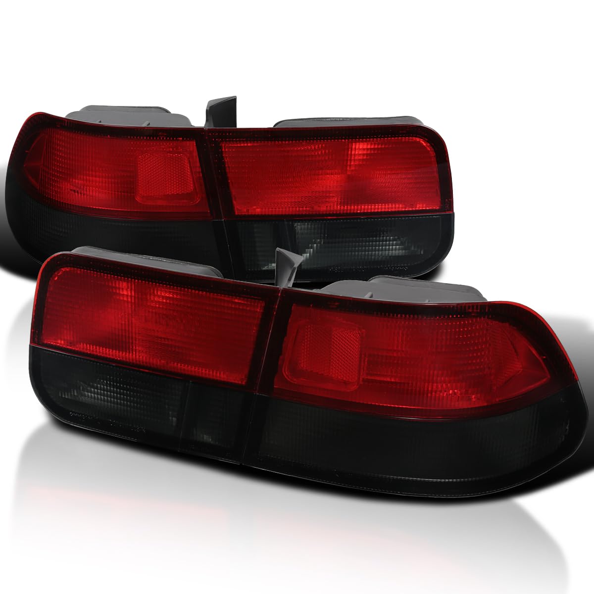 Spec-D Tuning Red Smoke Lens Tail Lights for 1996-2000 Honda Civic Coupe 2 Door - Left & Right Pair Assembly | Enhanced Style & Night Visibility for Custom Car Builds