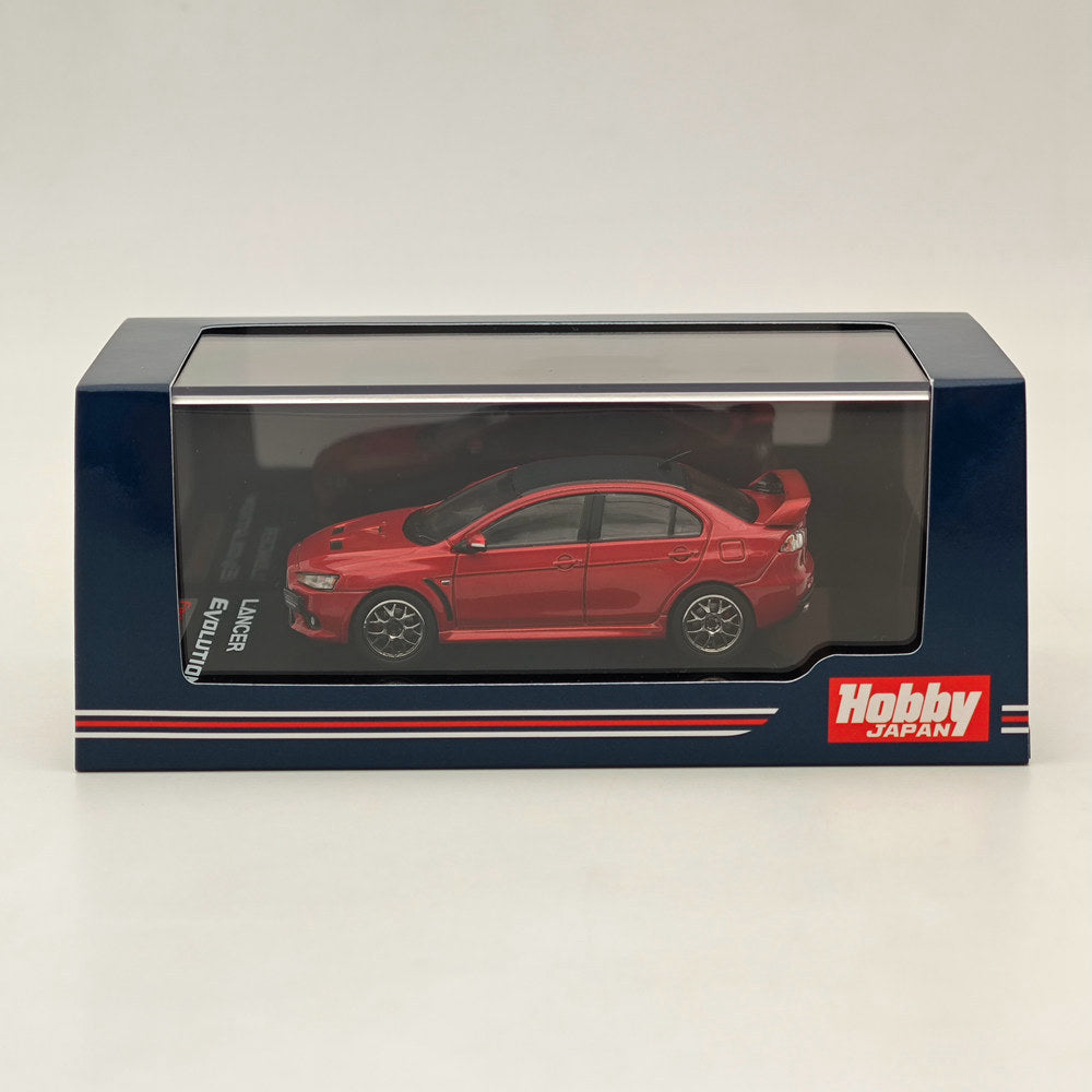 1/64 Mitsubishi Lancer Evolution X Final Edition Diecast Model Car - Red Metallic with Carbon Roof | Limited Collector's Edition HJ642053BR by Hobby Japan | Perfect for Display, Racing Enthusiasts & Scale Model Collections