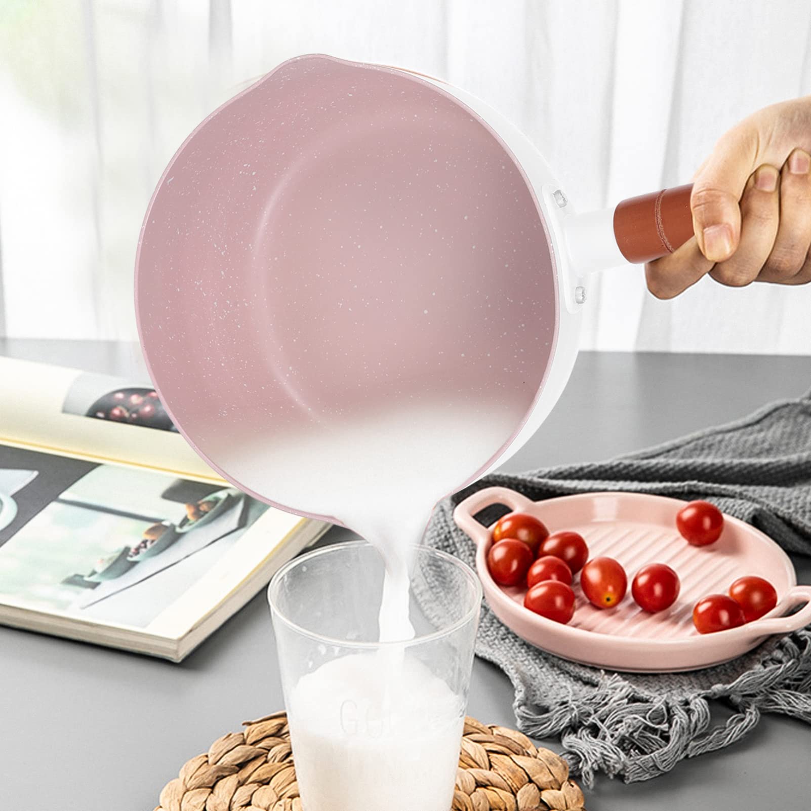 Hemoton Aluminum Snow Pan with Handle - 3QT Saucepan for Soup, Baby Food & Cooking - Non-Stick Stockpot for Kitchen, Complementary Food & Meal Prep - Perfect for Home, Restaurant & Camping Use