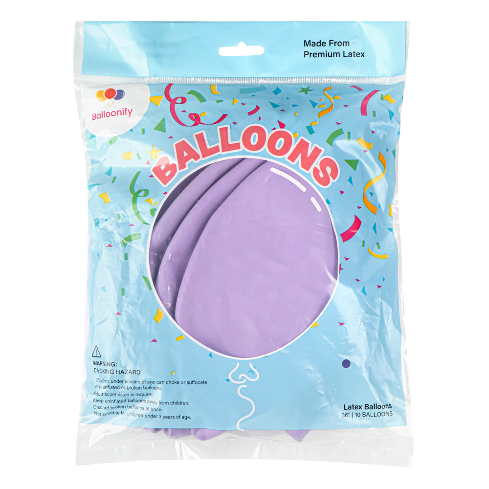 Pastel Purple Latex Balloons 36 Inch - Pack of 10 | Perfect for Birthday Parties, Baby Showers & Wedding Decorations