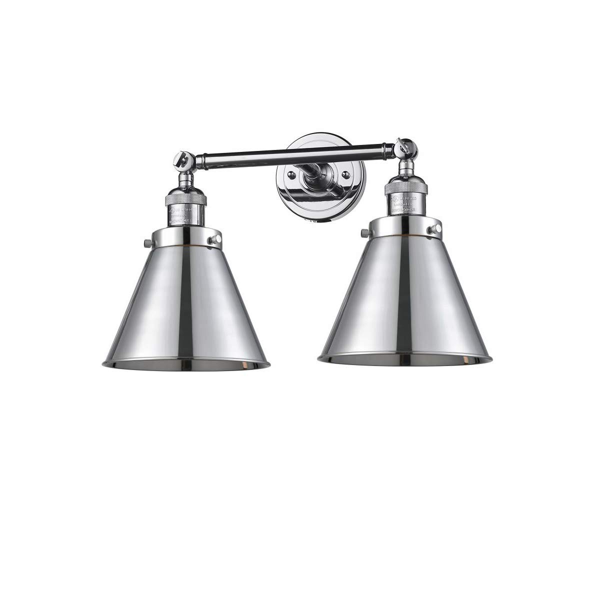 Polished Chrome Bathroom Vanity Light Fixture - 18 Inch Wide Steel/Cast Brass Medium Base 2-Light Sconce - Perfect for Modern Bathrooms, Powder Rooms & Vanity Areas