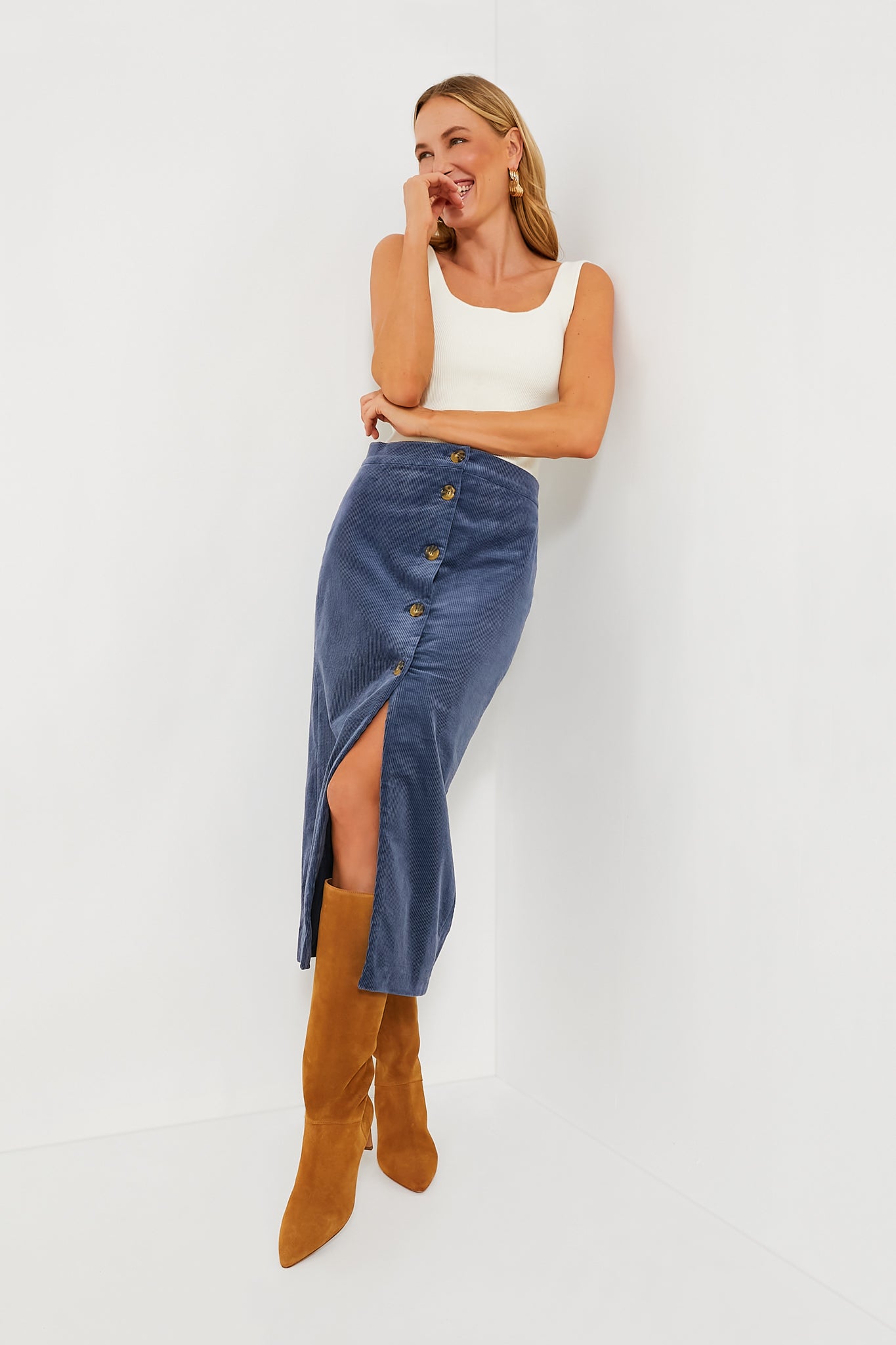 Blue Tilda Skirt for Women | Flowy Midi Skirt with Elastic Waist | Perfect for Summer Outfits, Beach Vacations & Boho Fashion