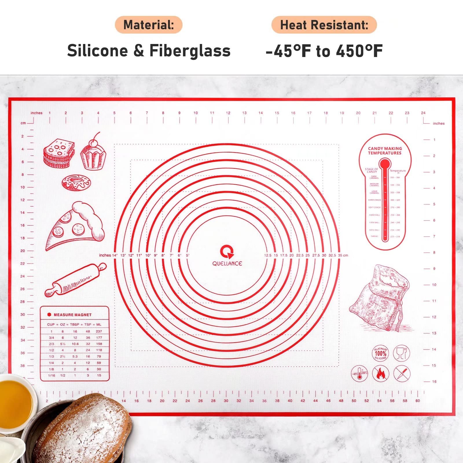 Non-Stick Silicone Baking Mat with Measurement Marks - 20