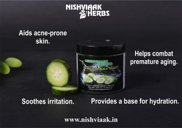 Nishviaak™ Cucumber Gel for Skin Care - Hydrating & Soothing Face Mask, Natural Herbal Extract for Glowing Skin | Perfect for Daily Use, Spa Treatments & Post-Sun Care