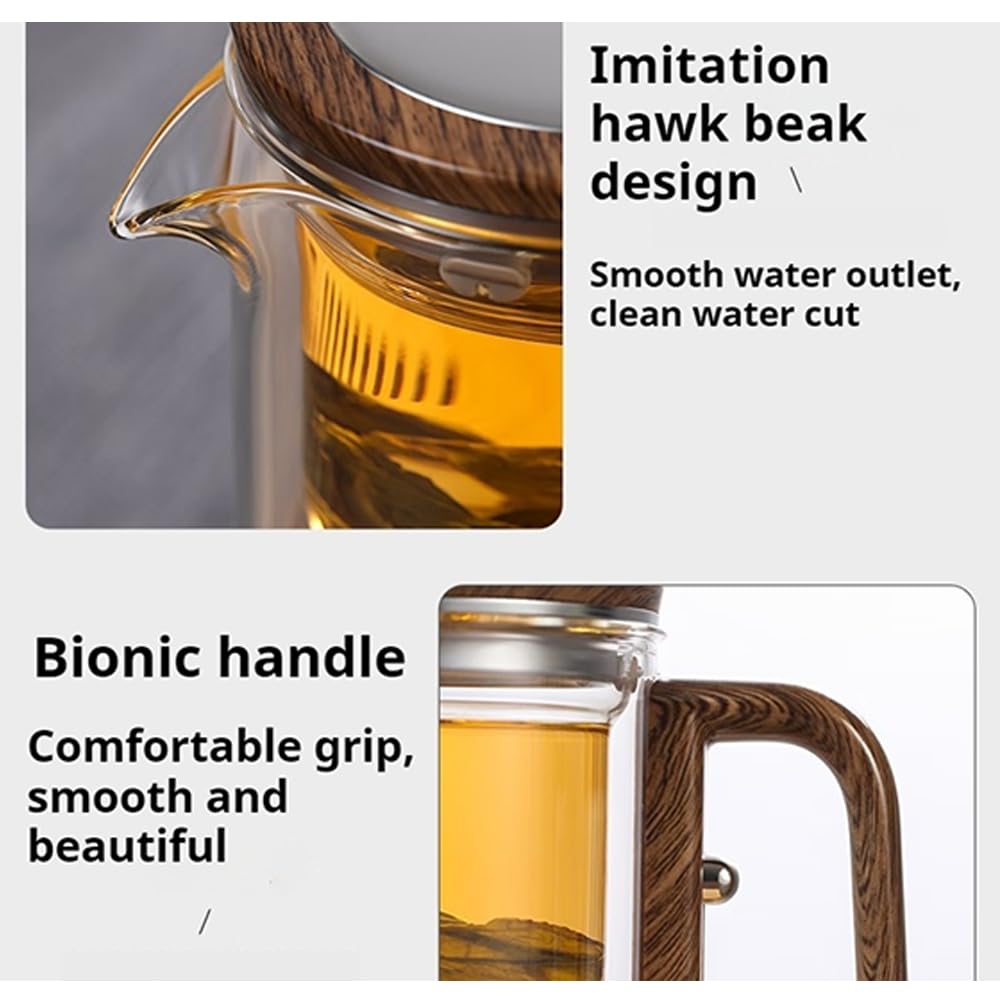 Enchanti Glass Teapot with Wooden Handle - 520ml Water Separation Magic Teapot with Infuser Strainer & 2 Cups - Perfect for Witchcraft, Herbal Tea Brewing & Gift Giving