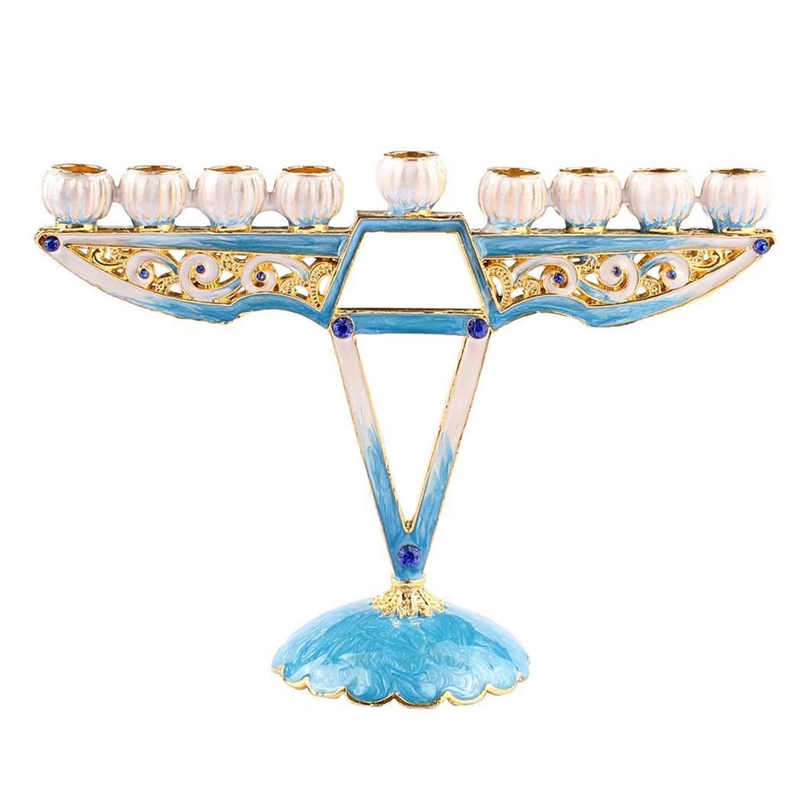 Hand-Painted Mini Hanukkah Menorah Candlestick Holder - Elegant Candelabra for Home Decor, Jewish Holidays, Romantic Weddings & Christmas Parties - Perfect for Table Centerpieces, Festival Celebrations and Gift Giving