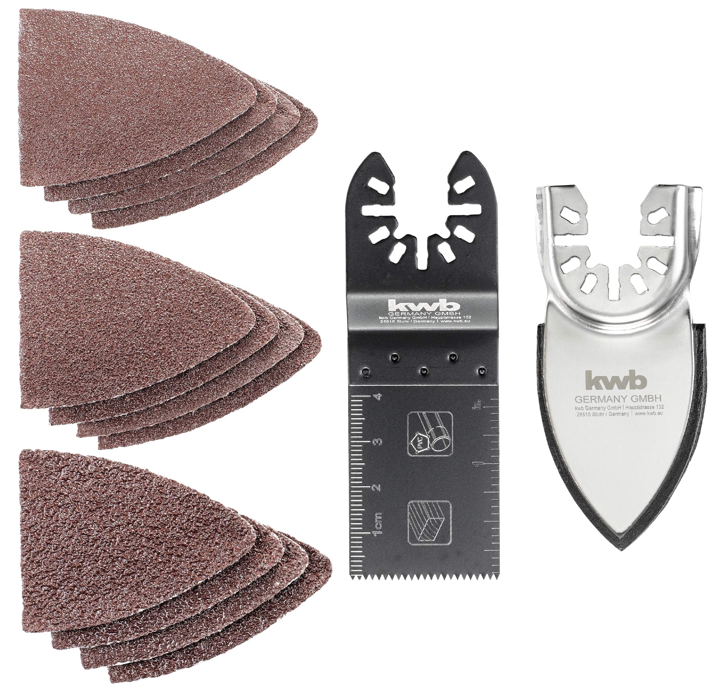14-Piece Multitool Accessories Set - 32mm Saw Blade, Grinding Finger with Velcro, Includes 12 Velcro Grinding Wheels (4x K-40, K-80, K-120) - Perfect for Woodworking, Metal Grinding & DIY Home Projects