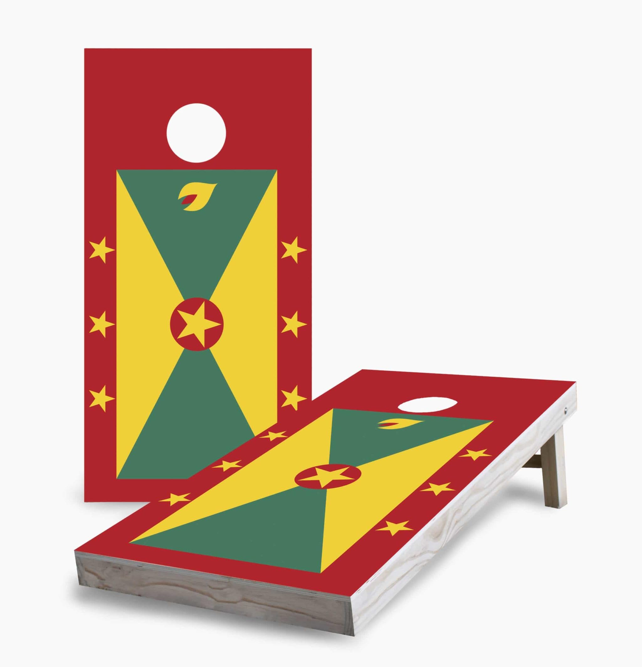 Premium Grenada Flag Corn Hole Game Set - 2 Boards & 8 Bean Bags - Outdoor Lawn Games for Parties, BBQs, Tailgating & Backyard Fun
