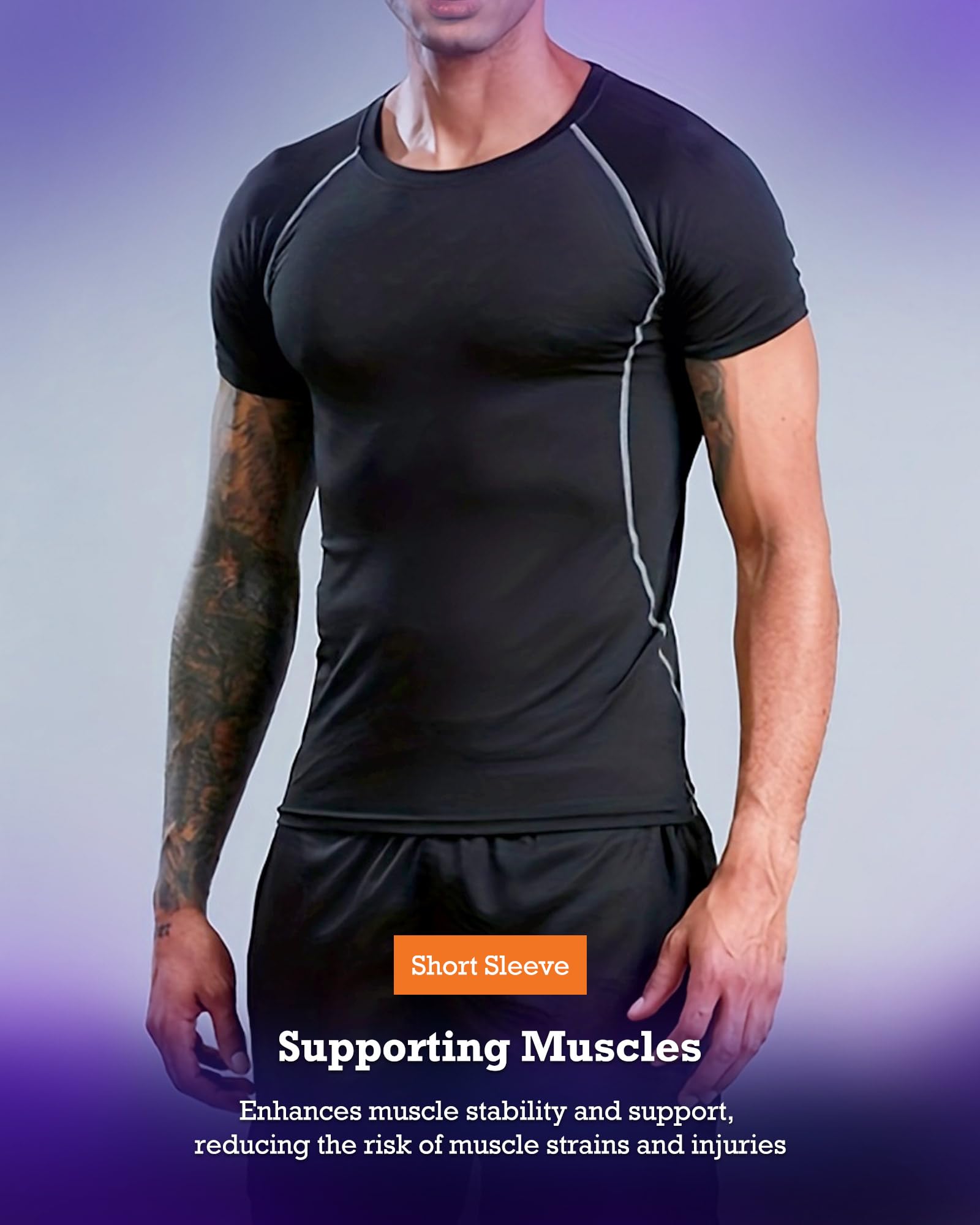 BOOMCOOL Men's Workout Outfit - Compression Pants & Long Sleeve Shirt Top Jacket for Gym, Running & Training - Black Fitness Apparel for Active Lifestyle