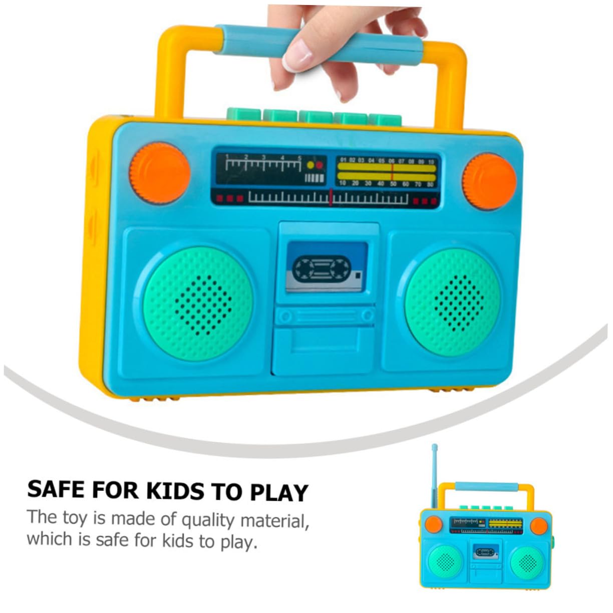 Vintage Analog Pretend Play Radio Toy for Kids - Interactive Puzzle & Riddles Learning Game, Cartoon ABS Blue - Perfect for Imaginative Play & Early Childhood Development