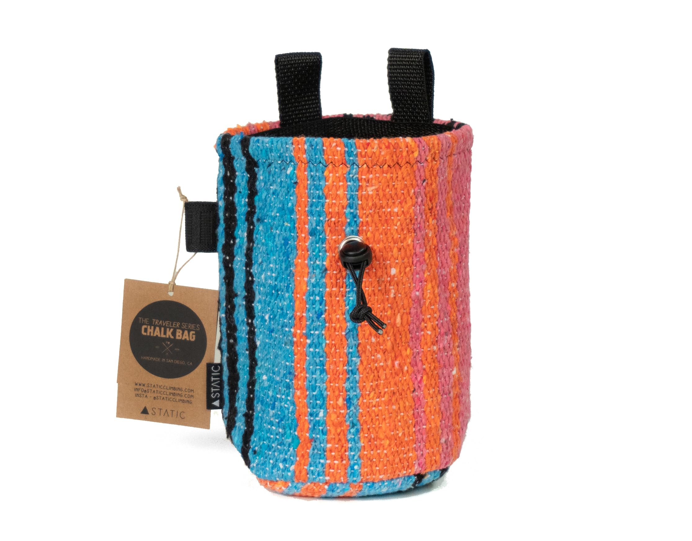 STATIC Chalk Bag | TRAVELER SERIES | Premium Chalk Bag for Rock Climbing & Bouldering | Neon Pink/Orange | Perfect for Gym Training & Outdoor Adventures