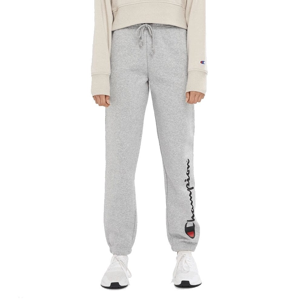 Champion Women's High Waist Script Logo Track Pants - Grey Athletic Joggers for Running, Gym & Casual Wear