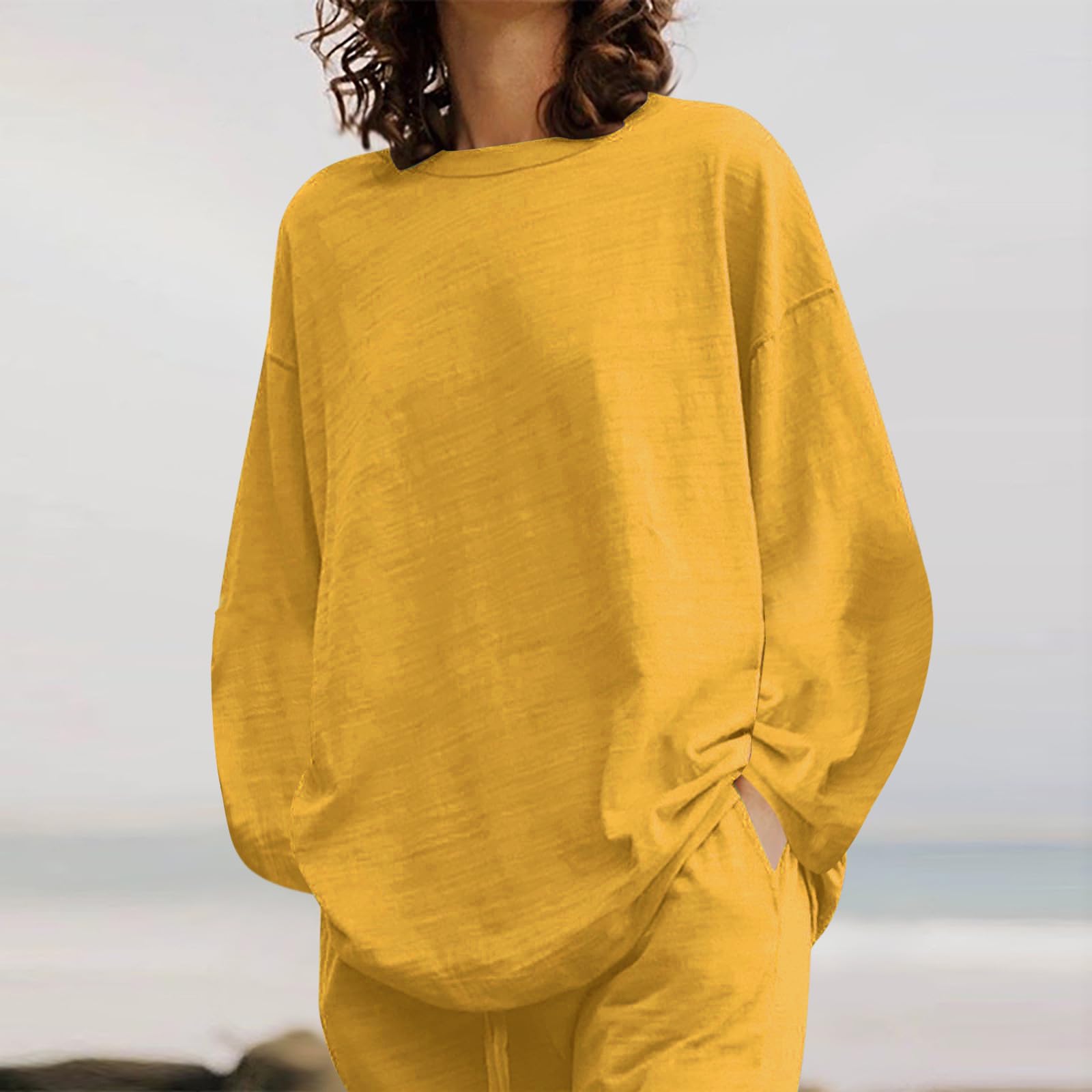 Women's 2-Piece Lounge Set - Soft Loose Shirt & Comfortable Pants - Cozy Fall Outfits for Women | Perfect for Relaxing at Home, Lounging or Casual Wear