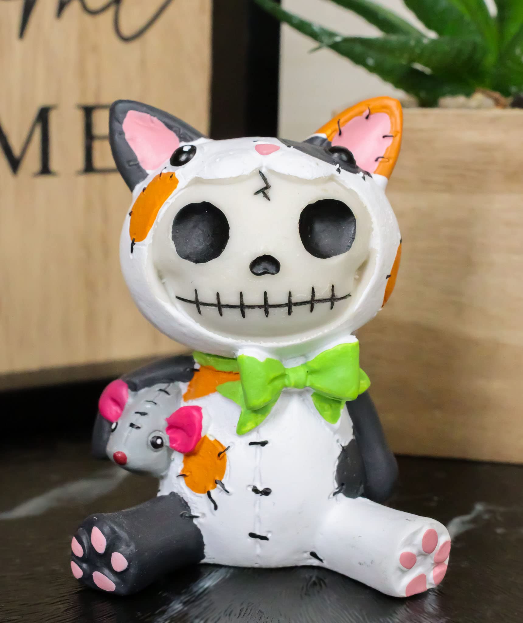 Ebros Furry Bones Stitched Doll Calico Cat Skeleton Figurine 3