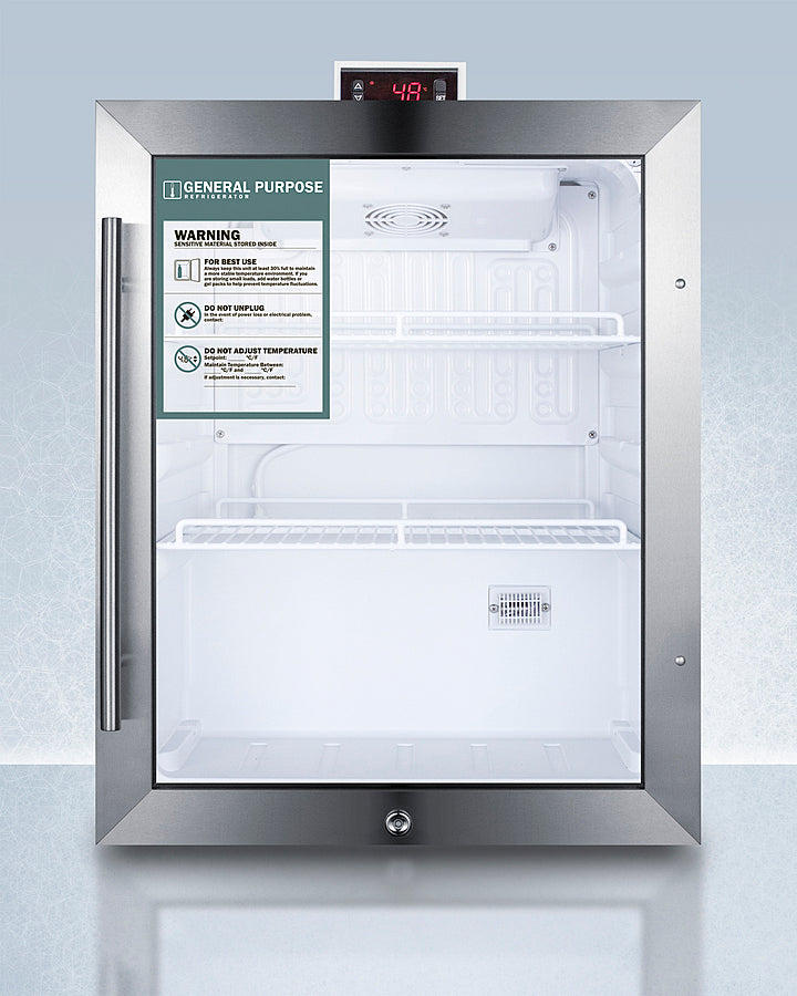 Accucold 3.1 Cu Ft Compact Glass Door Refrigerator with Lock - Perfect for Offices, Break Rooms, and Small Spaces - SCR314LDTGP
