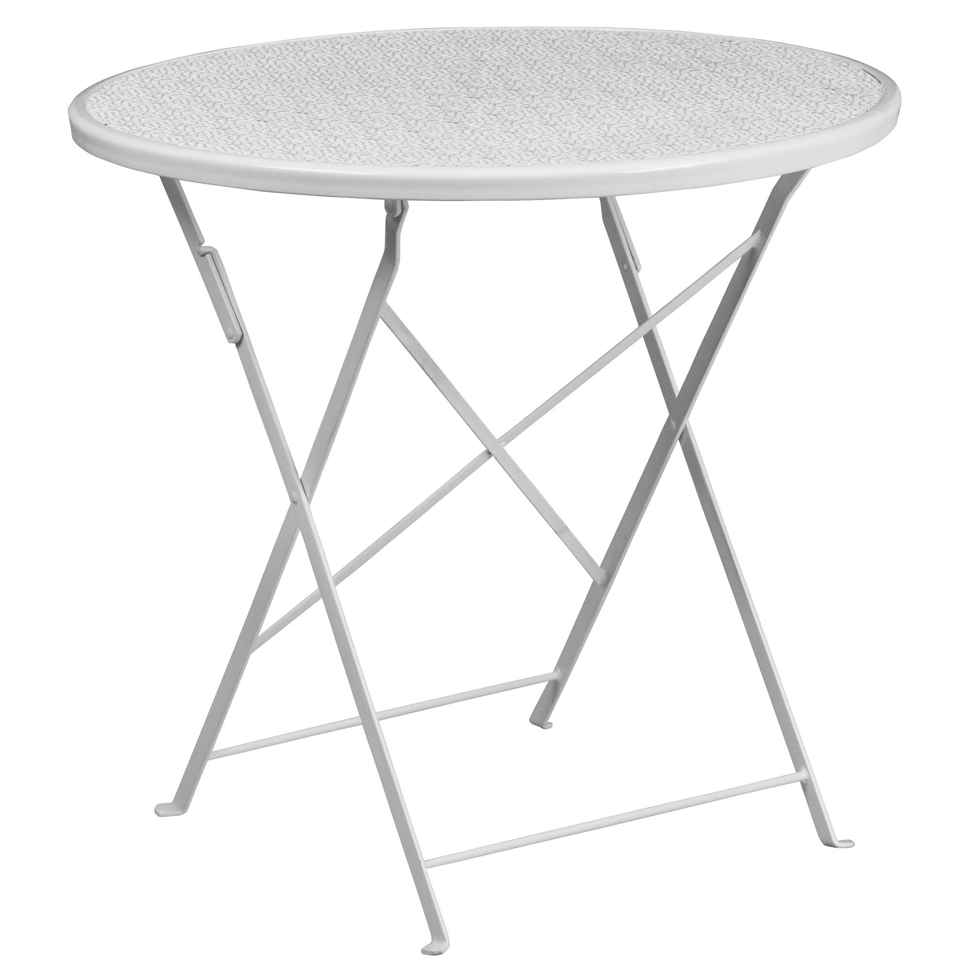 F&F Furniture Group 30 Inch White Round Modern Outdoor Folding Table - Perfect for Patio, Garden, and Balcony Dining