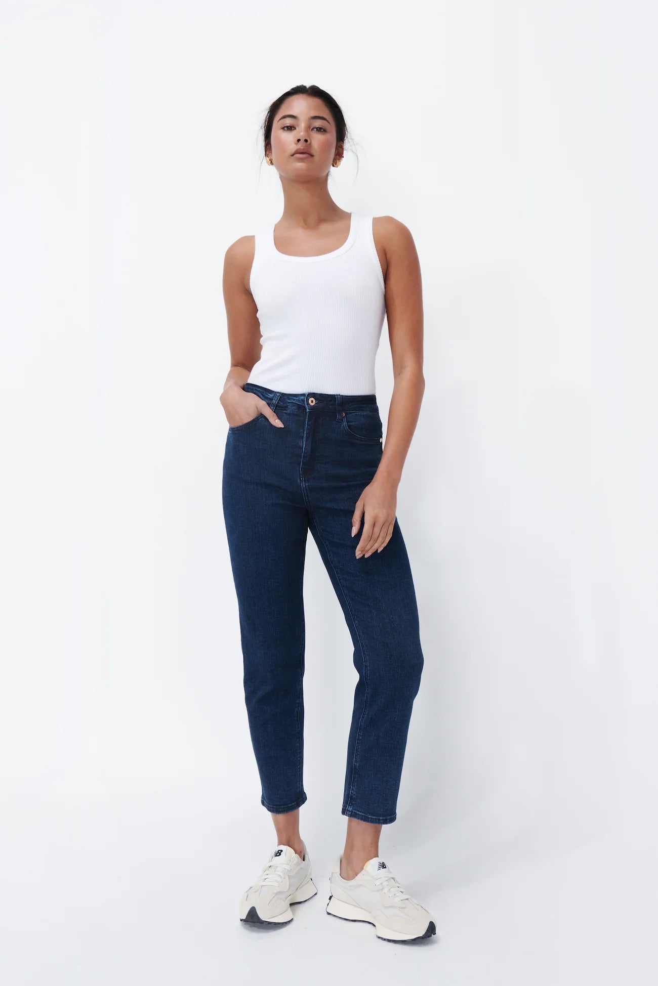 Kireina Rose Jean Mid West Blue - High Waist Distressed Denim Jeans for Women | Perfect for Casual Outfits & Streetwear Fashion