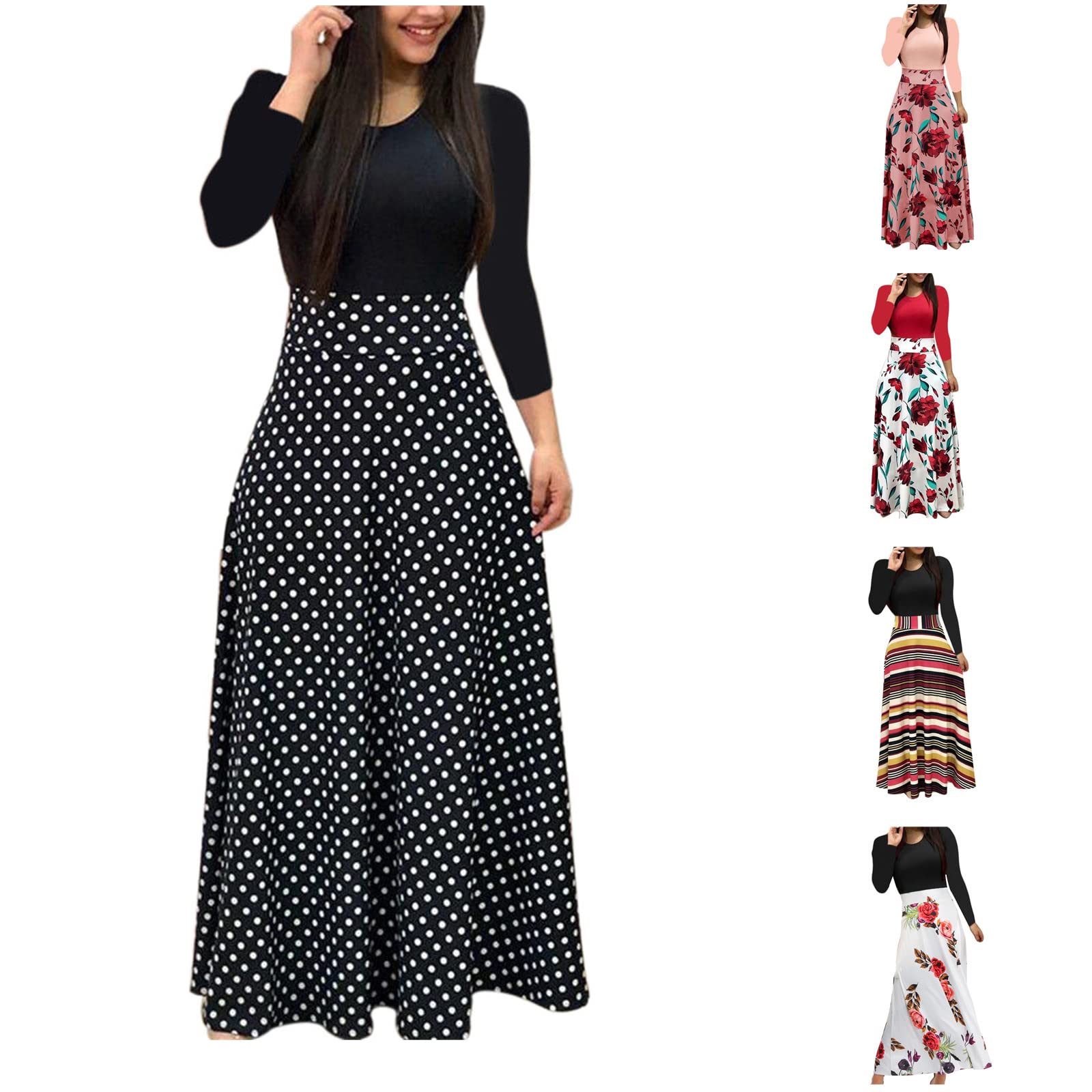 Qinnyo Plus Size Wedding Guest Dresses for Women - Floral Boho Maxi Dress with Long Sleeves, Fall Cocktail Party Dress & Casual Long Dress | Perfect for Weddings, Holiday Parties & Special Occasions