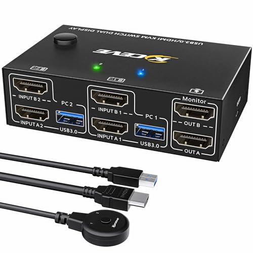 HDMI KVM Switch 2 Monitors 2 Computers