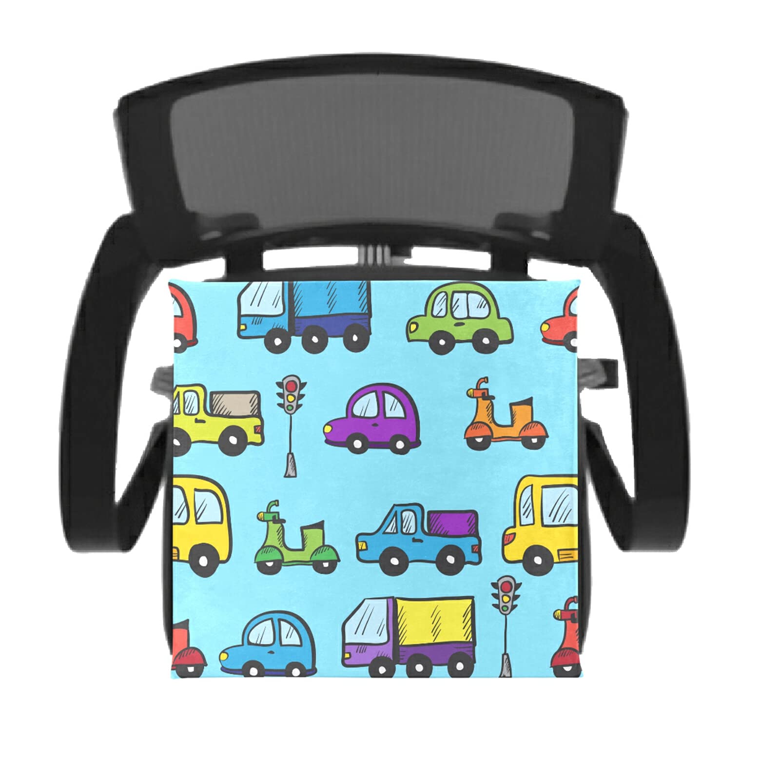 Cartoon Cars Memory Foam Seat Cushion - Washable Comfort Chair Pad for Dining, Kitchen & Office Chairs - Perfect for Home, Work & Gaming Comfort