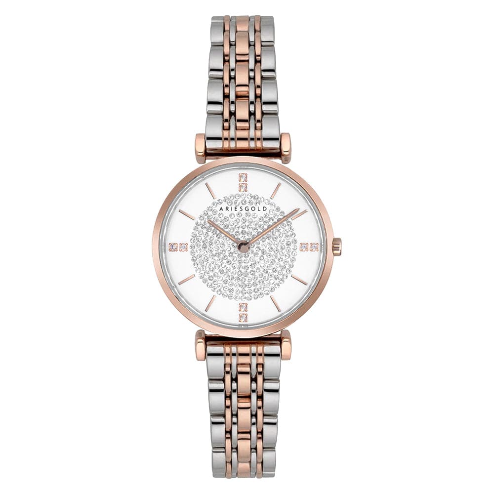 ARIES GOLD VIGOUREUX L 5039Z 2TR W Women's Luxury Watch - Elegant Gold-Tone Stainless Steel Bracelet for Business, Party & Special Occasions