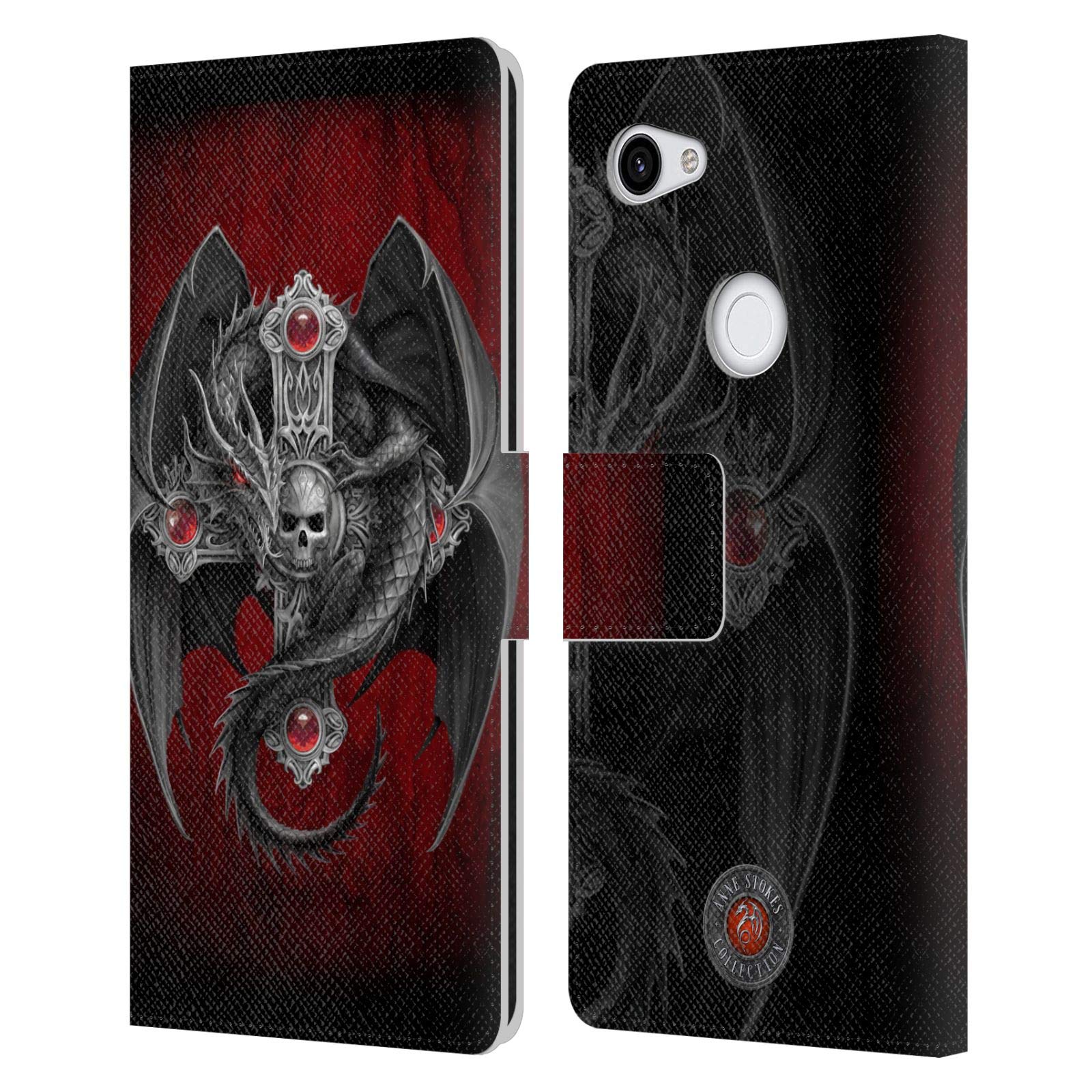 Anne Stokes Gothic Dragon Tribal Leather Book Wallet Case Cover for Google Pixel 3a XL - Officially Licensed by Head Case Designs - Perfect for Travel, Work, and Everyday Protection