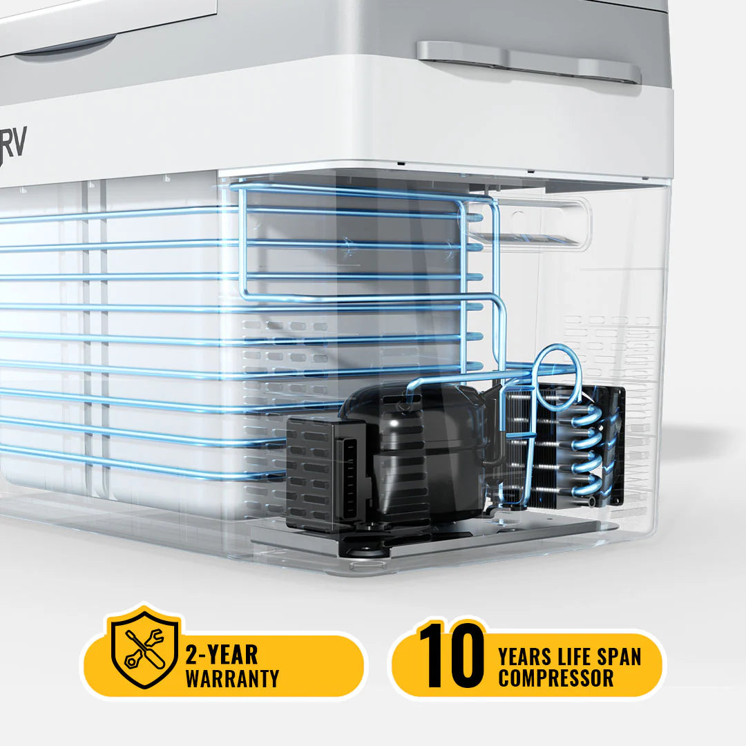 BougeRV CRPRO30 12V 30 Quart Portable Car Refrigerator Freezer - Compact White Fridge for Camping, Road Trips & Outdoor Adventures
