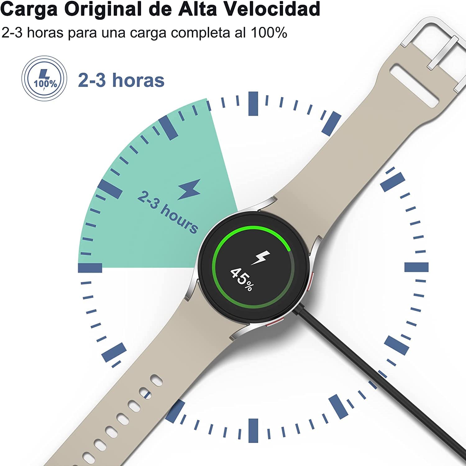 Samsung Galaxy Watch 6/5/4 Wireless Charger - USB Fast Charging Dock (100cm Cable) - Perfect for Home, Office & Travel Charging