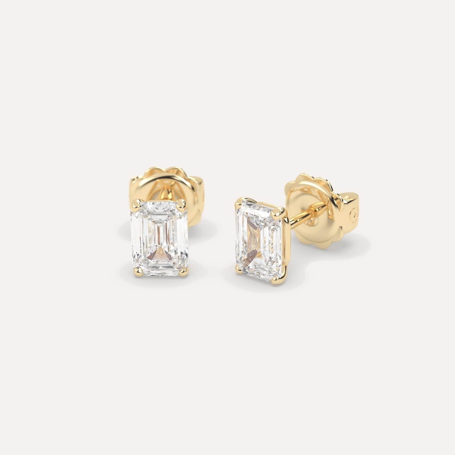 2 Carat Emerald Diamond Stud Earrings for Women - 14K Gold Dangle Earrings for Wedding, Anniversary & Special Occasions