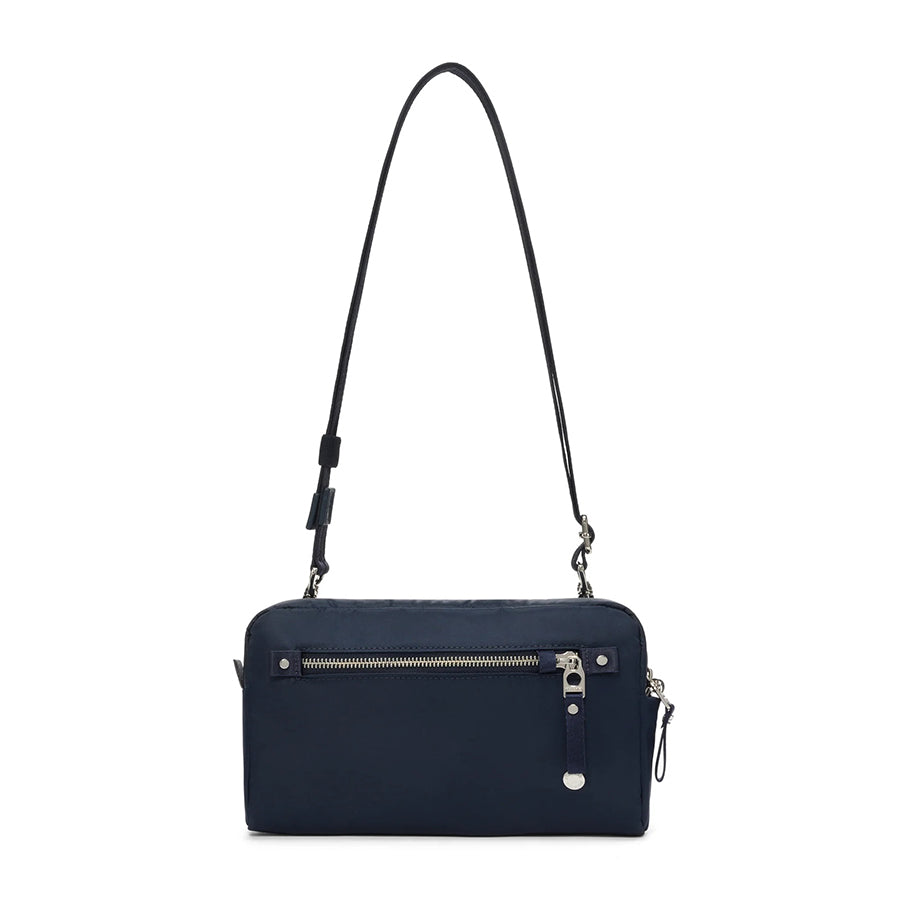 PACSAFE Women's 3-in-1 Anti-Theft Crossbody Sling Bag - Lightweight Travel Purse with RFID Protection (Navy Blue) | Perfect for Commuting, Shopping & International Travel