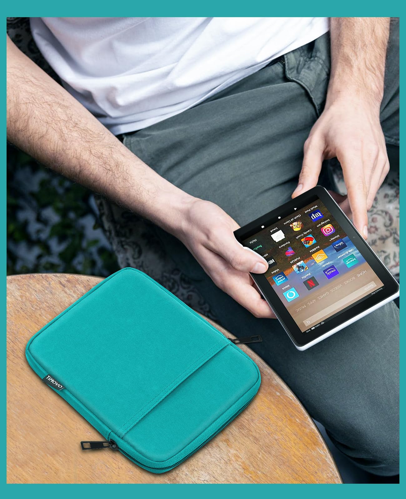 TiMOVO 6-7 Inch Protective Sleeve Case for Kindle Paperwhite & Kindle Oasis - Waterproof E-Reader Cover Pouch with Soft Lining | Perfect for Travel, Commuting & Home Storage (Green)