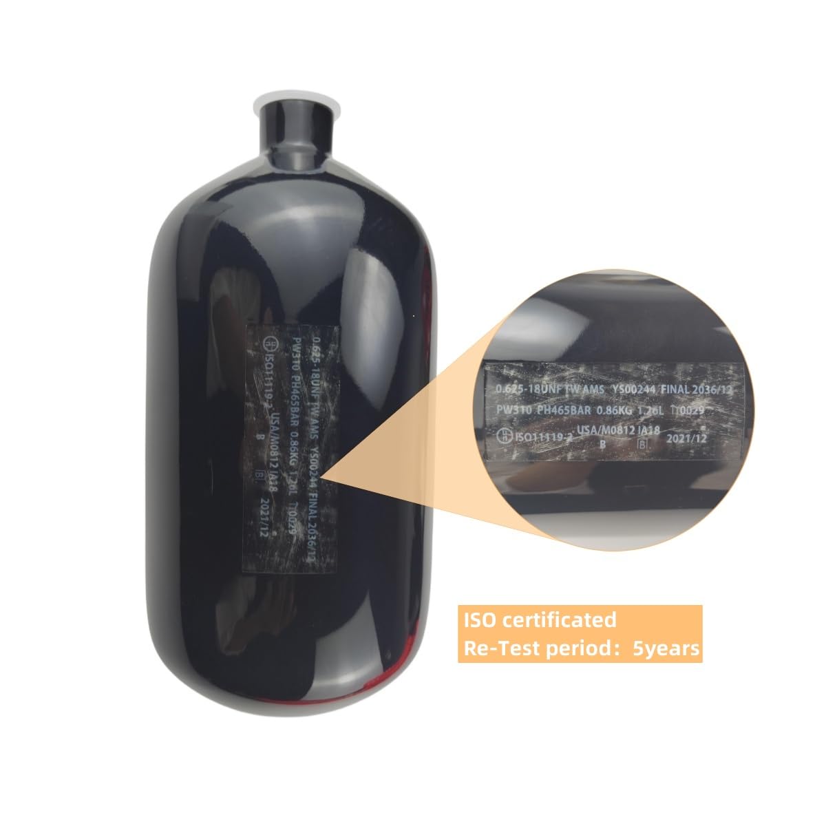 77ci Carbon Fiber Paintball Tank - 4500PSI HPA Air System with 5/8-18UNF Inlet & G1/2-14 Outlet Thread - Lightweight High Pressure Tank for Paintball Markers & Rage Regulator - Perfect for Tournament Play & Woodsball Scenarios