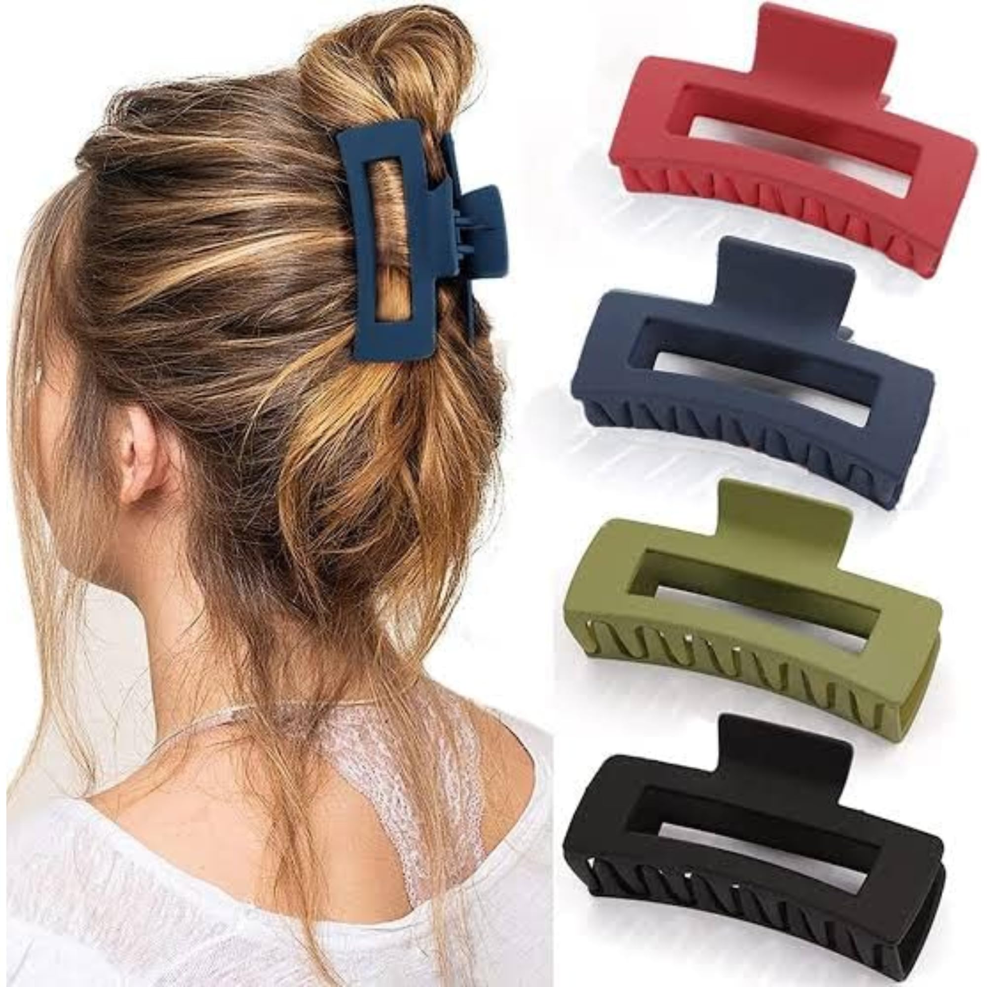 Chema (Pack of 6) Jumbo Claw Hair Clips for Women & Girls - Strong Hold Clutchers for Long Thick/Thin/Curly Hair - Perfect for Ponytails, Buns & Everyday Hairstyles